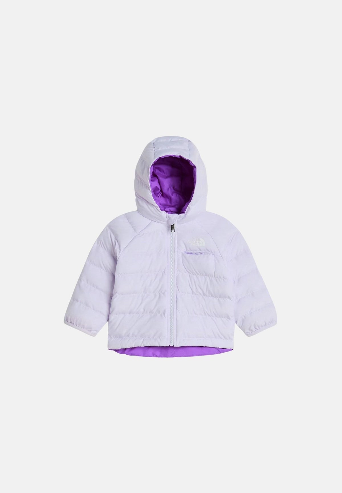 THE NORTH FACE Giacca reversibile lilla per neonato con cappuccio e imbottitura sintetica riciclata. NF0A88W3NNO1 . THE NORTH FACE