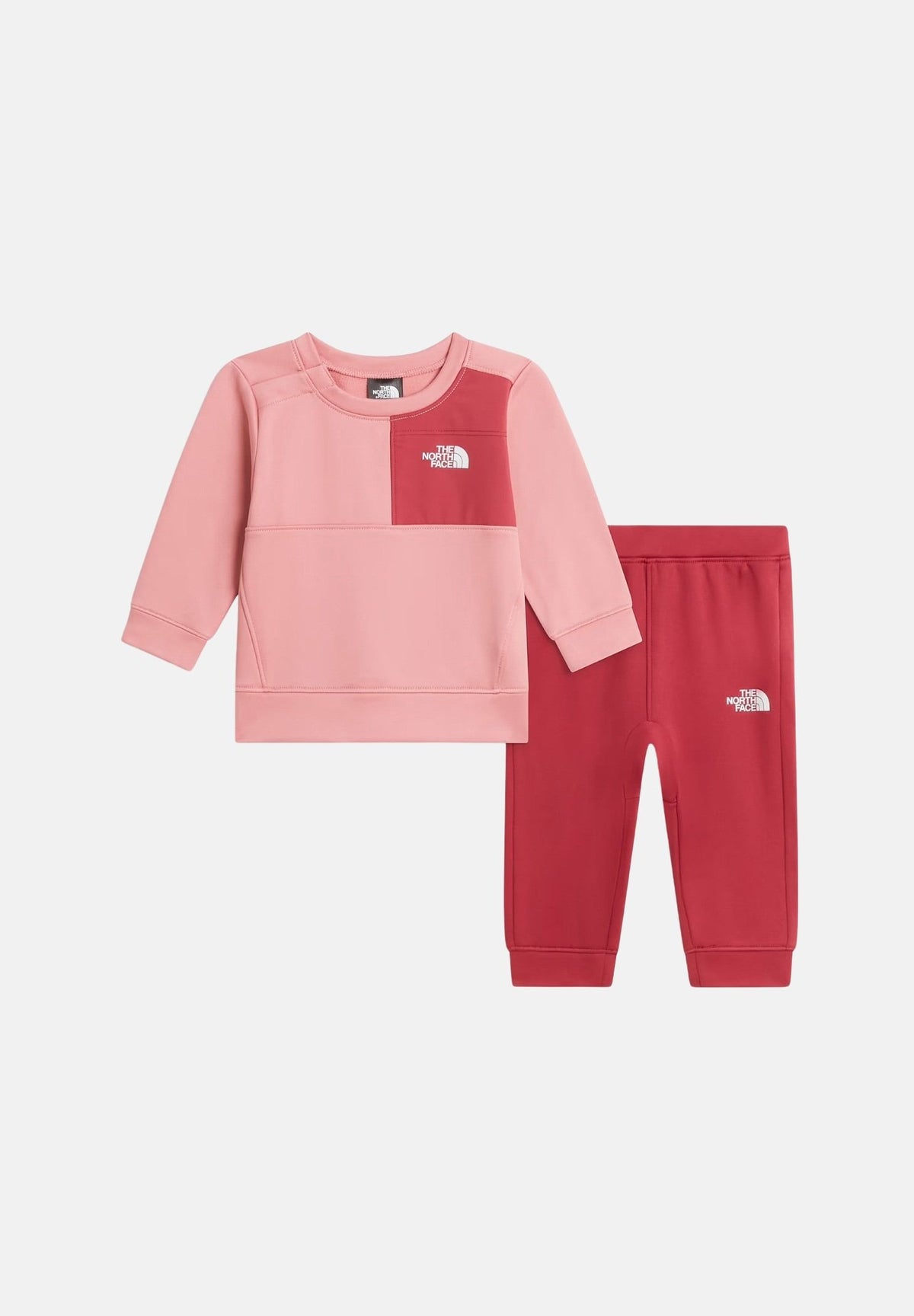 THE NORTH FACE Tuta SIMPLE DOME rosa da neonato con felpa girocollo e pantalone coordinato NF0A8CV1S9B1 . THE NORTH FACE