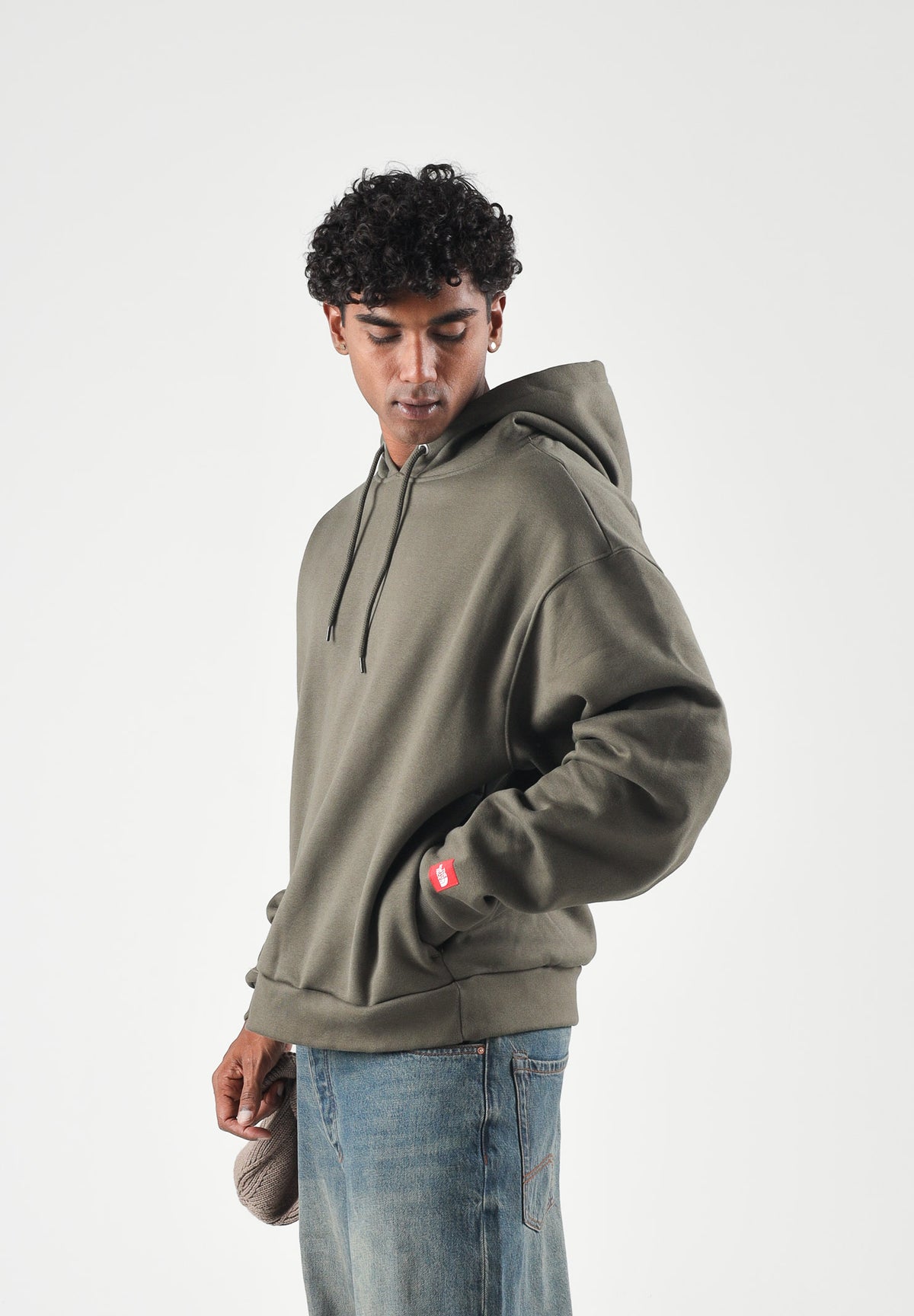 THE NORTH FACE Felpa con cappuccio FINE HOODIE taupe green verde da uomo con tasca a marsupio frontale. NF0A8EFZ21L1 . THE NORTH FACE