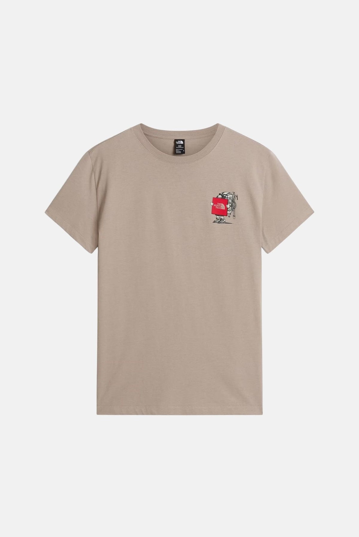 THE NORTH FACE T-shirt mania corta stone slab-sabbia per uomo e donna con piccolo logo grafico applicato. NF0A8JB42MB1 . THE NORTH FACE