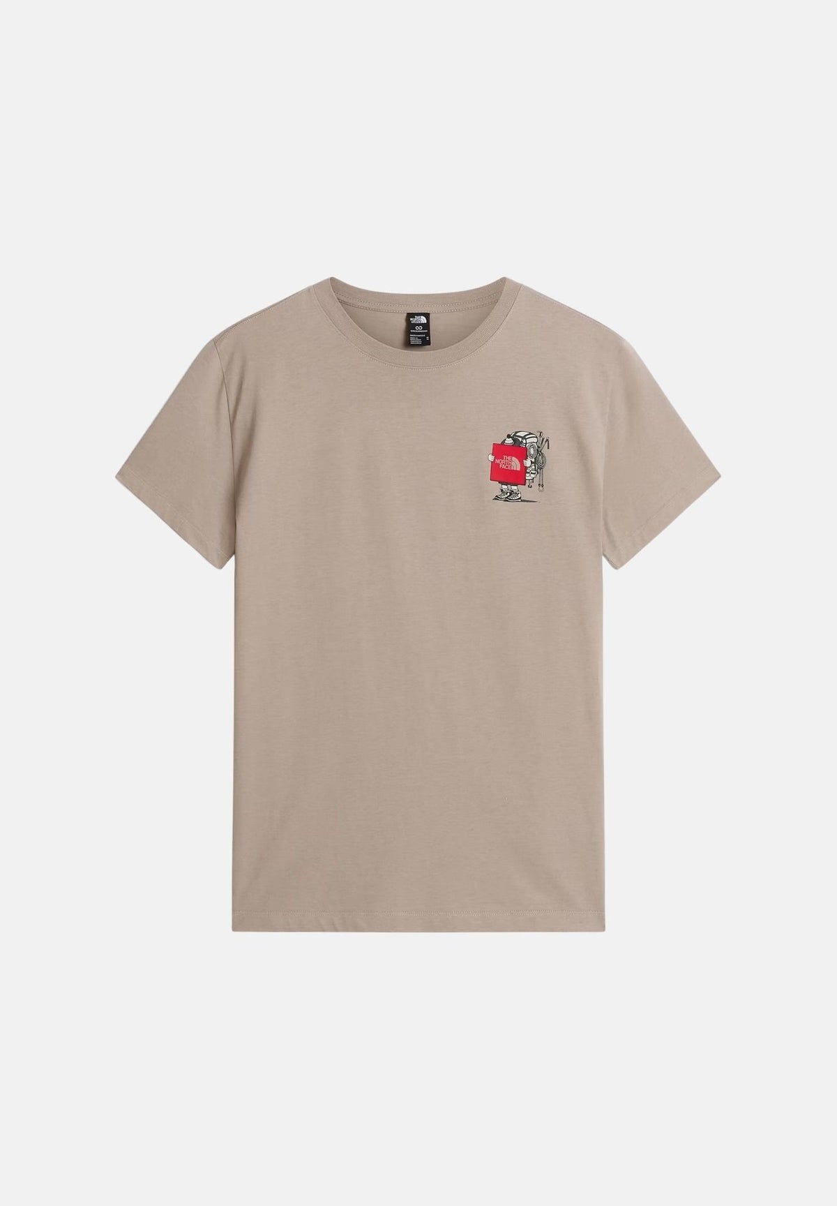 THE NORTH FACE T-shirt mania corta stone slab-sabbia per uomo e donna con piccolo logo grafico applicato. NF0A8JB42MB1 . THE NORTH FACE