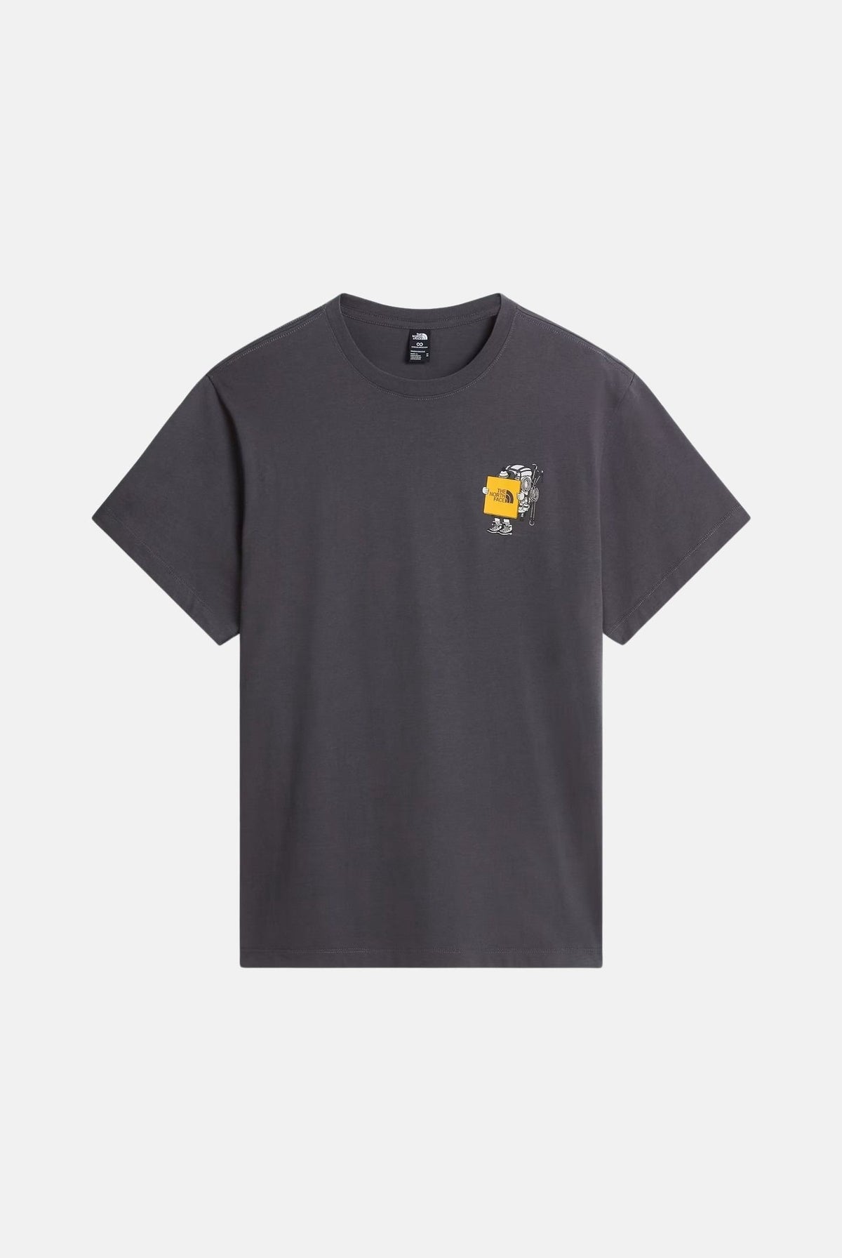 THE NORTH FACE T-shirt manica corta GEAR UP GET OUT GRAPHIC grigia scuro per uomo e donna con grafica serigrafata NF0A8JB4RHI1 . THE NORTH FACE