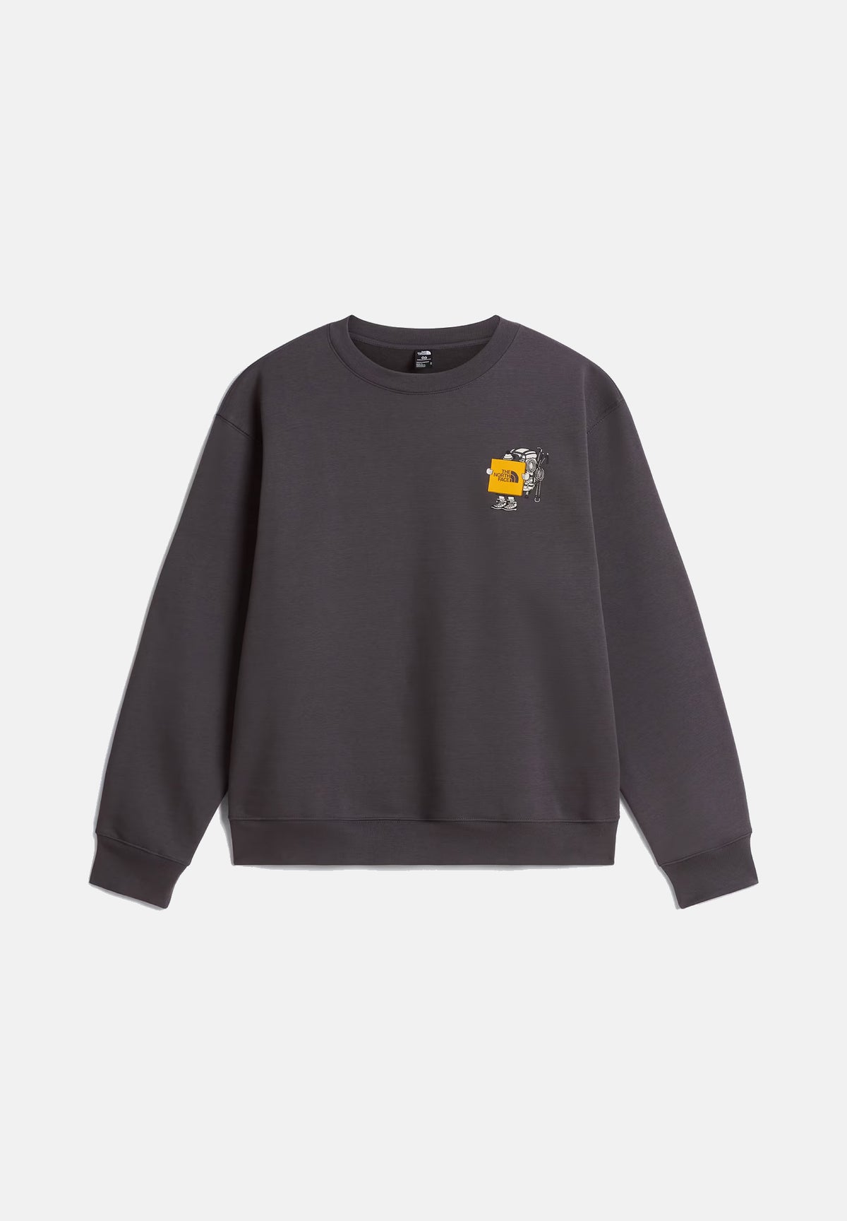 THE NORTH FACE Felpa girocollo GEAR UP GET OUT grigio chiaro per uomo e donna con grafica serigrafata. NF0A8JB5RHI1 . THE NORTH FACE