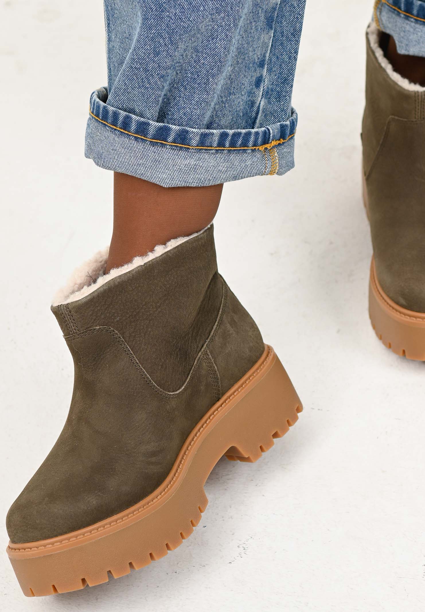 TIMBERLAND Stivaletti foderati con Plateau Stone Street marroni da donna TB0A283GW011 . TIMBERLAND