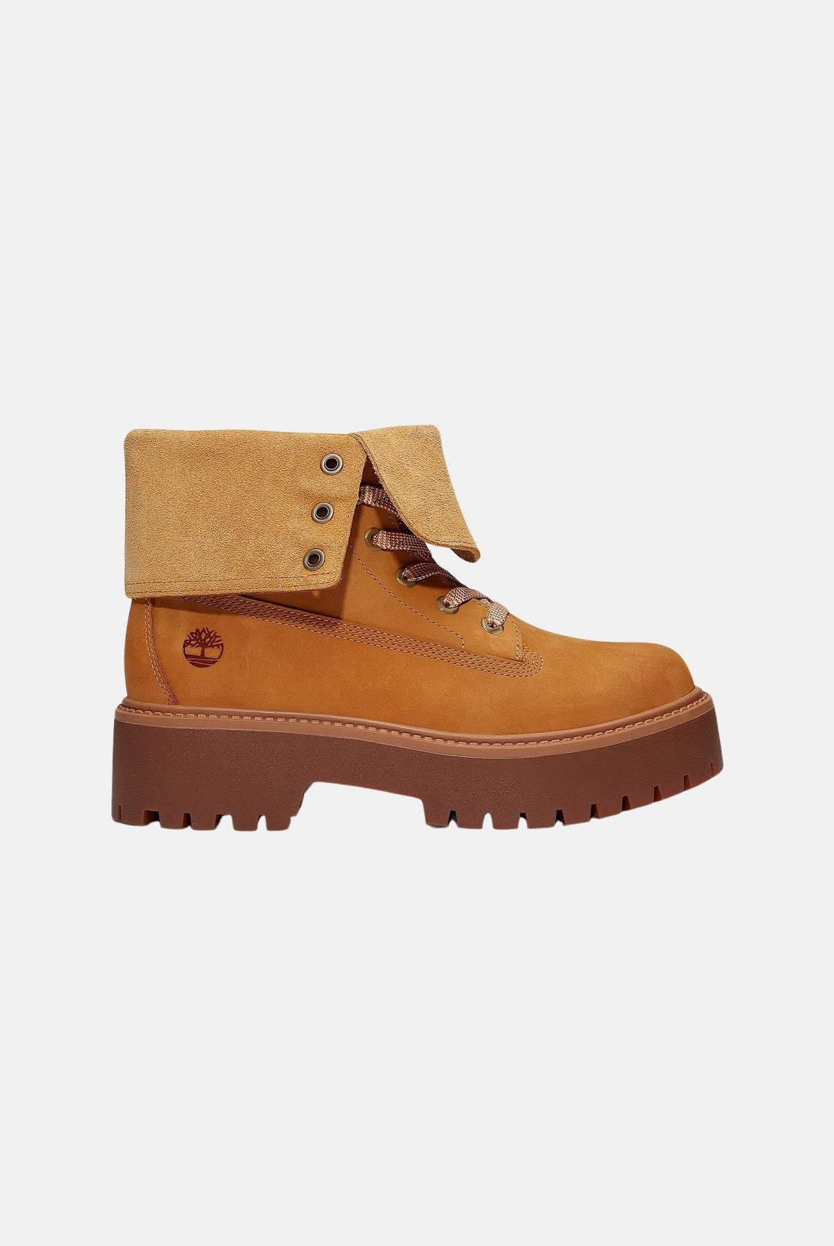 TIMBERLAND Anfibi nabuk grano-giallo per donna con sistema di allacciatura con occhielli metallici e suola platform. TB0A5SAH7541 . TIMBERLAND