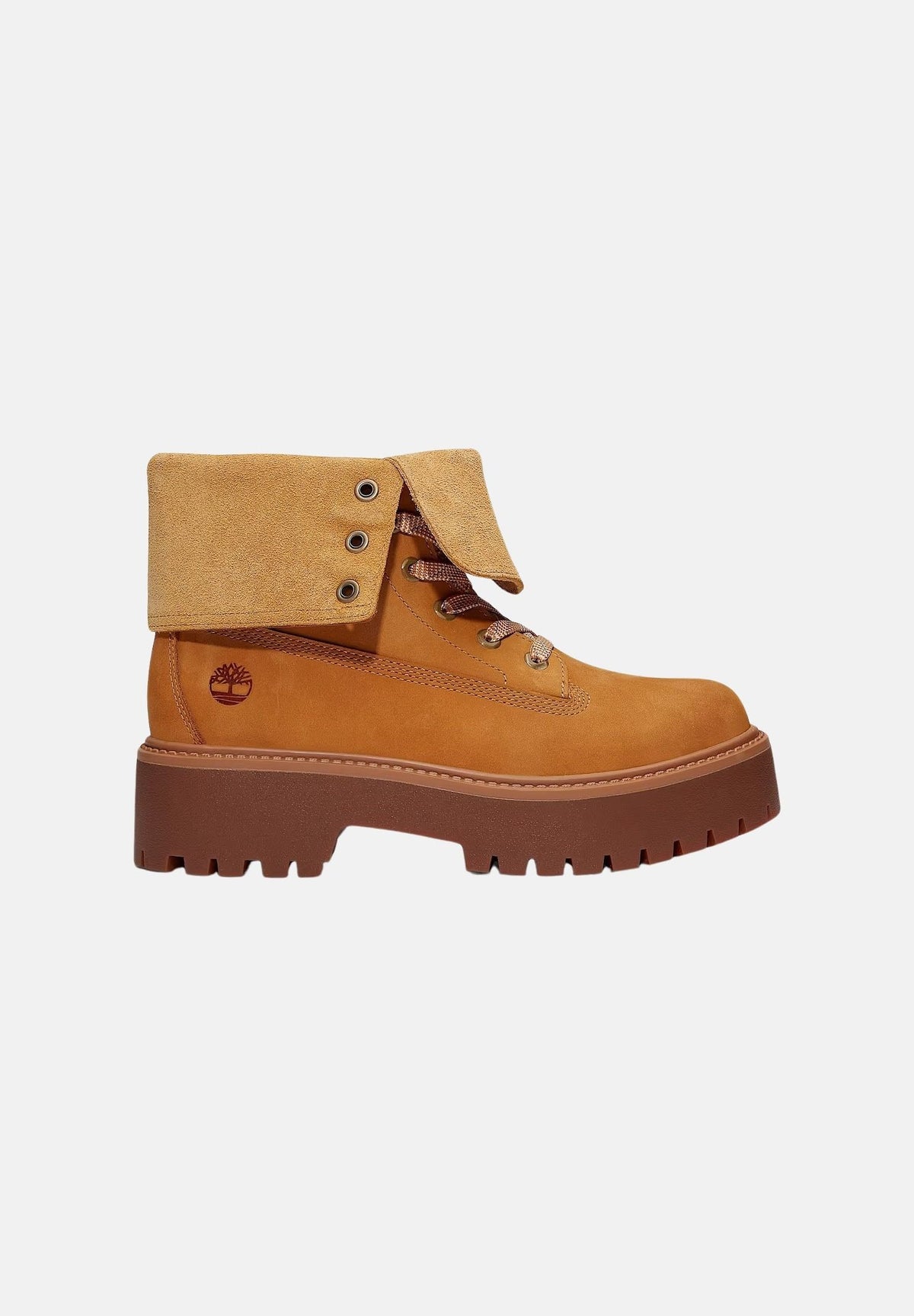 TIMBERLAND Anfibi nabuk grano-giallo per donna con sistema di allacciatura con occhielli metallici e suola platform. TB0A5SAH7541 . TIMBERLAND