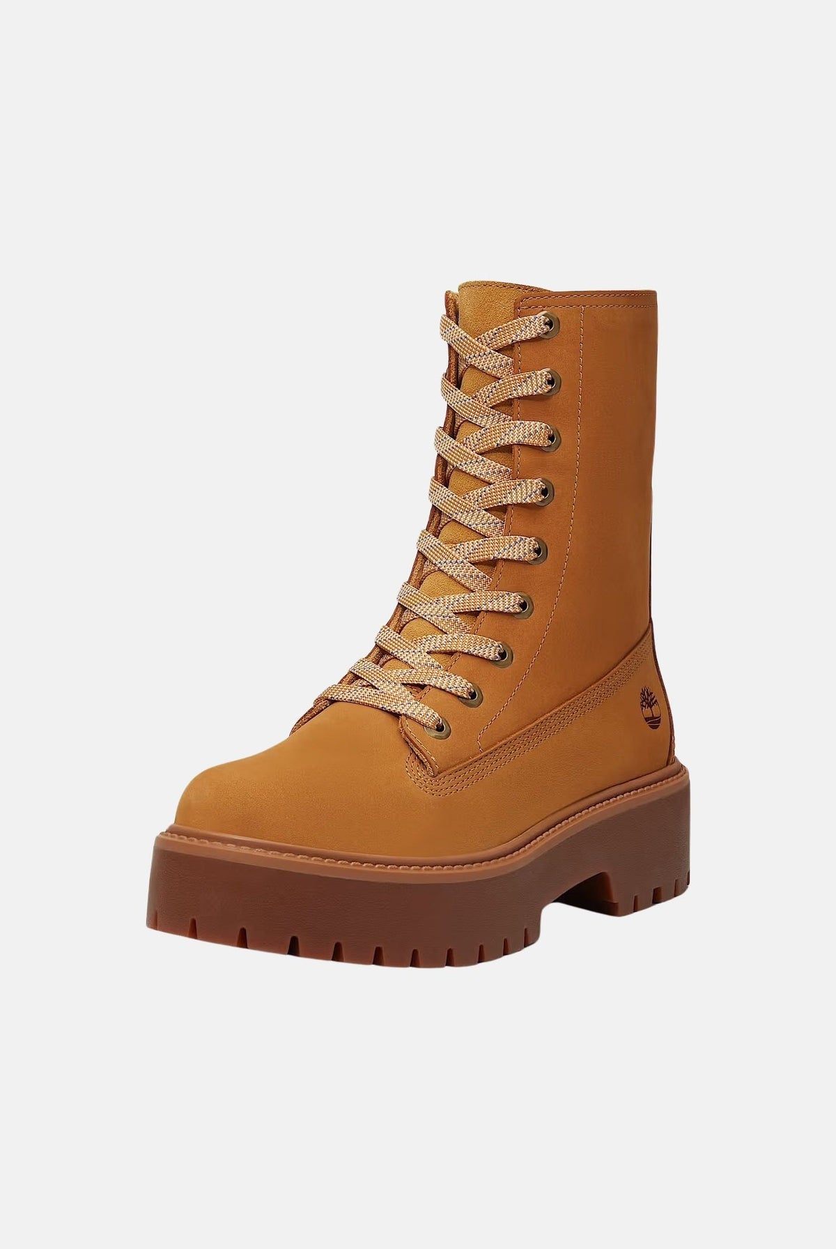 TIMBERLAND Anfibi nabuk grano-giallo per donna con sistema di allacciatura con occhielli metallici e suola platform. TB0A5SAH7541 . TIMBERLAND