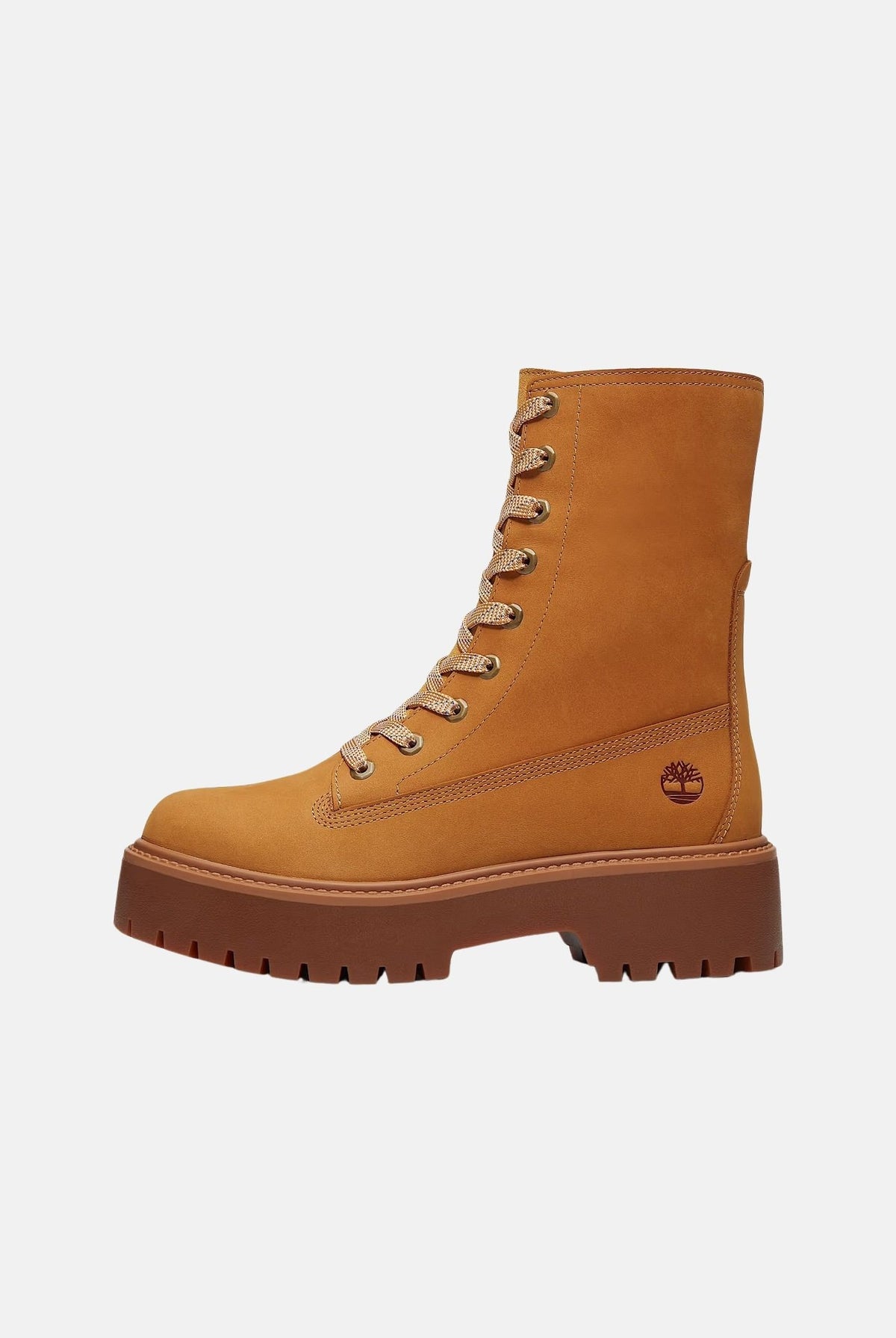 TIMBERLAND Anfibi nabuk grano-giallo per donna con sistema di allacciatura con occhielli metallici e suola platform. TB0A5SAH7541 . TIMBERLAND