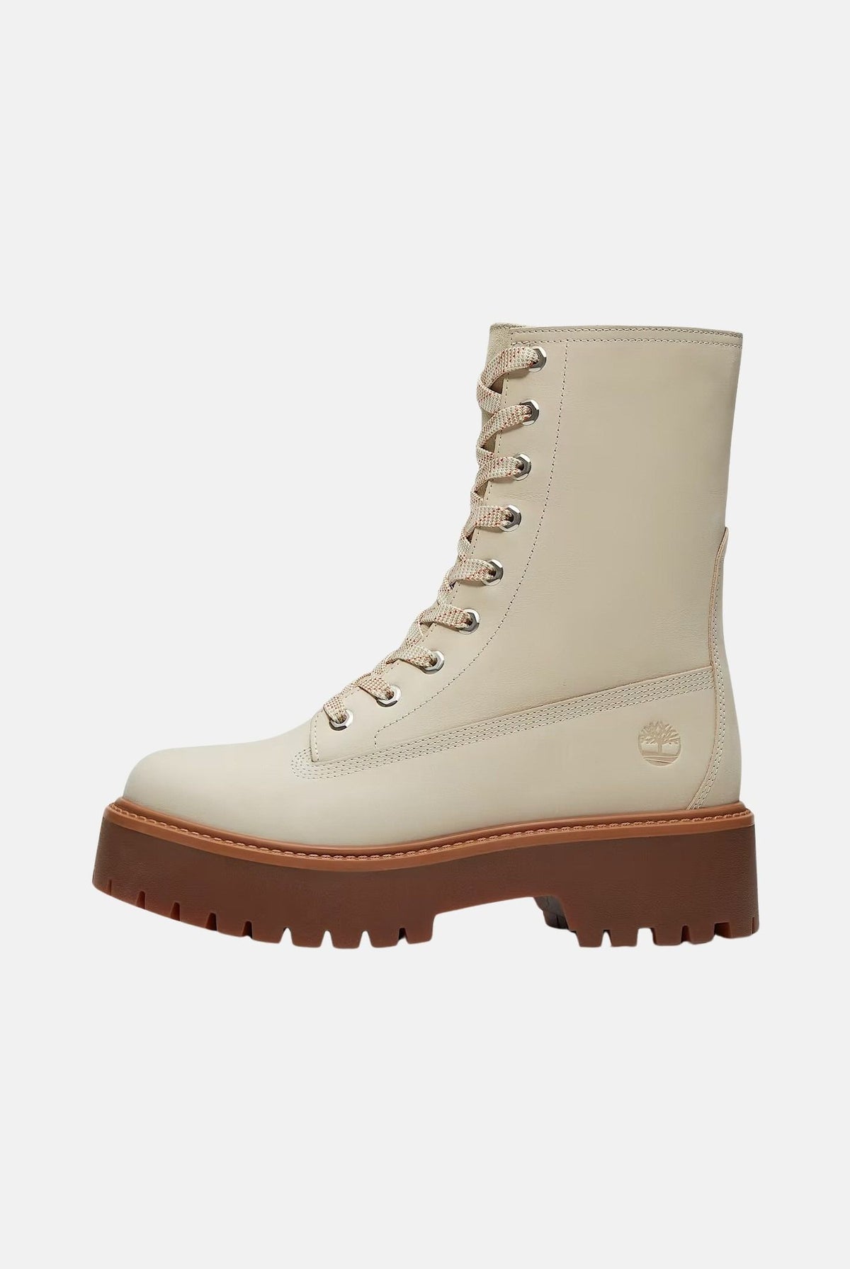 TIMBERLAND Anfibi Stone Street beige da donna con tomaia in pelle nabuk, lacci e suola platform TB0A5SAHEN71 . TIMBERLAND