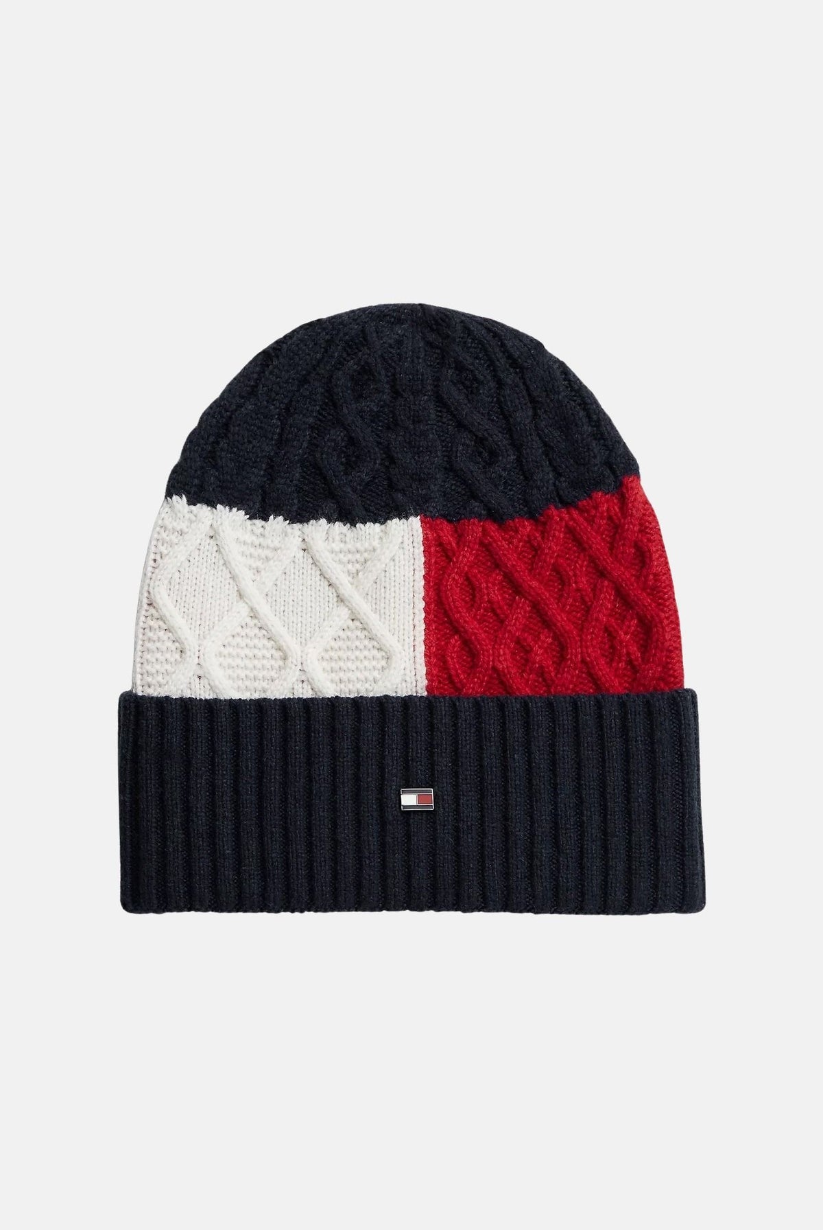 TOMMY HILFIGER Berretto di lana COLOR BLOCK blu, bianco e rosso per uomo e donna AM0AM14711 DW6 TOMMY HILFIGER