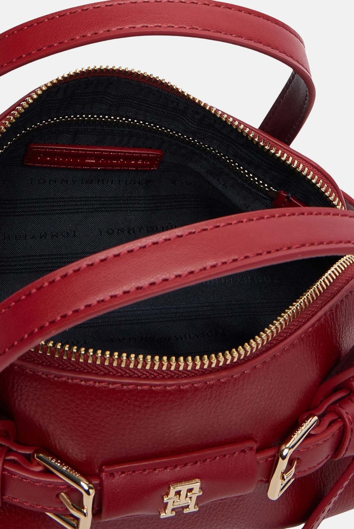 TOMMY HILFIGER Borsa a mano TH Buckle Tote bordeaux per donna in similpelle liscia AW0AW19034 XLI TOMMY HILFIGER