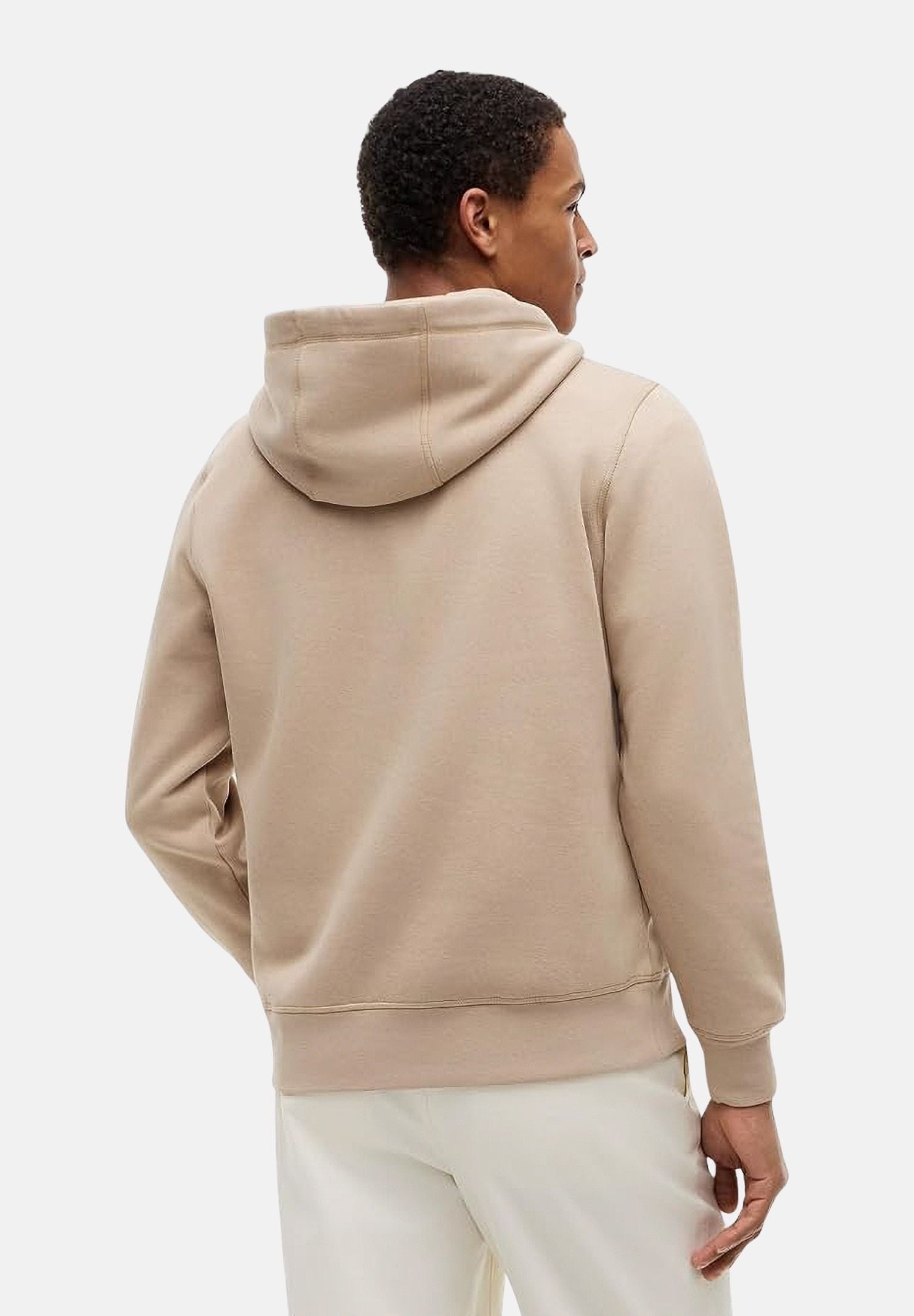 TOMMY HILFIGER Felpa ORGANIC COTTON BLEND con cappuccio, khaki-beige da uomo con logo centrle <BR/> MW0MW11599 AEG TOMMY HILFIGER