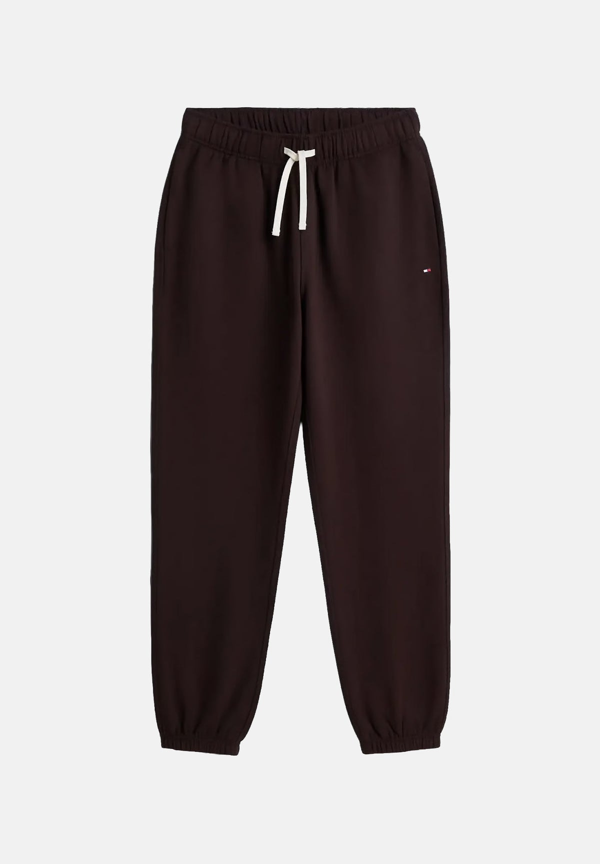 TOMMY HILFIGER Pantaloni SOLID FLEECE JOGGER Chocolate marrone cioccolato da uomo , con vita elasticizzata, coulisse bianca a contrasto e fondo con polsini<BR/> MW0MW37231 HJT TOMMY HILFIGER