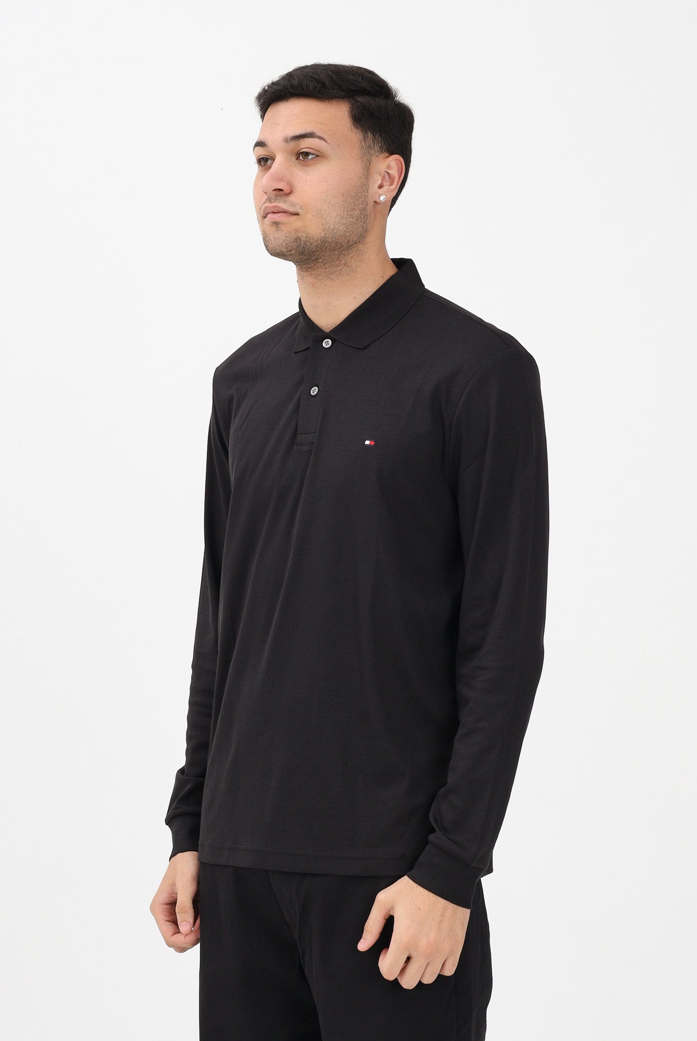 TOMMY HILFIGER Polo a manica lunga nera da uomo MW0MW37317 BDS TOMMY HILFIGER
