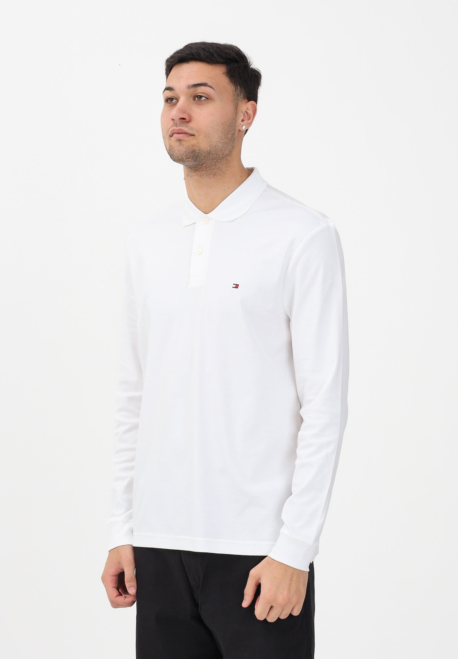 TOMMY HILFIGER Polo a manica lunga bianca da uomo MW0MW37317 YBR TOMMY HILFIGER