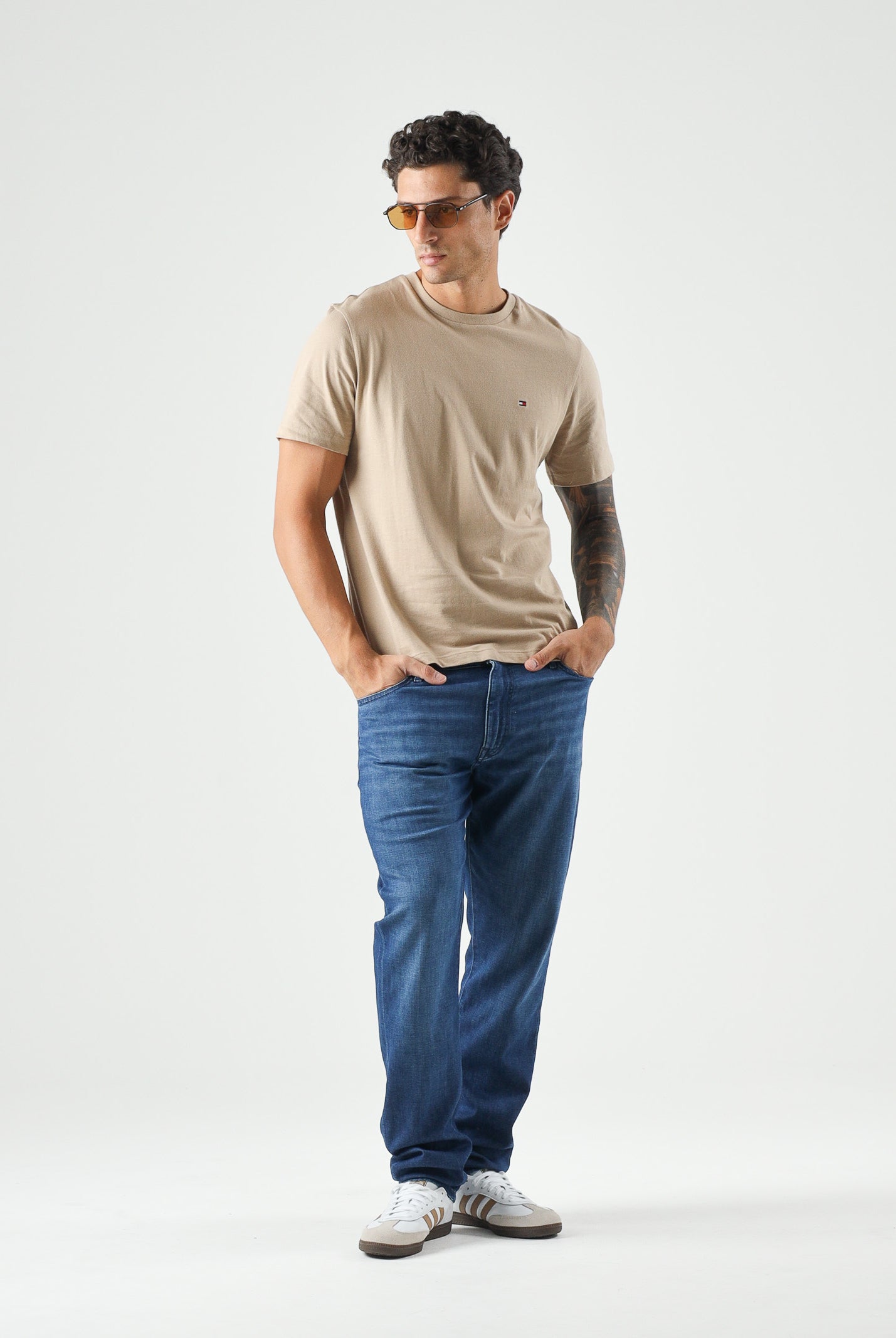 TOMMY HILFIGER T-shirt FLAG EMBROIDERY khaki beige da uomo<BR/> MW0MW39995 AEG TOMMY HILFIGER