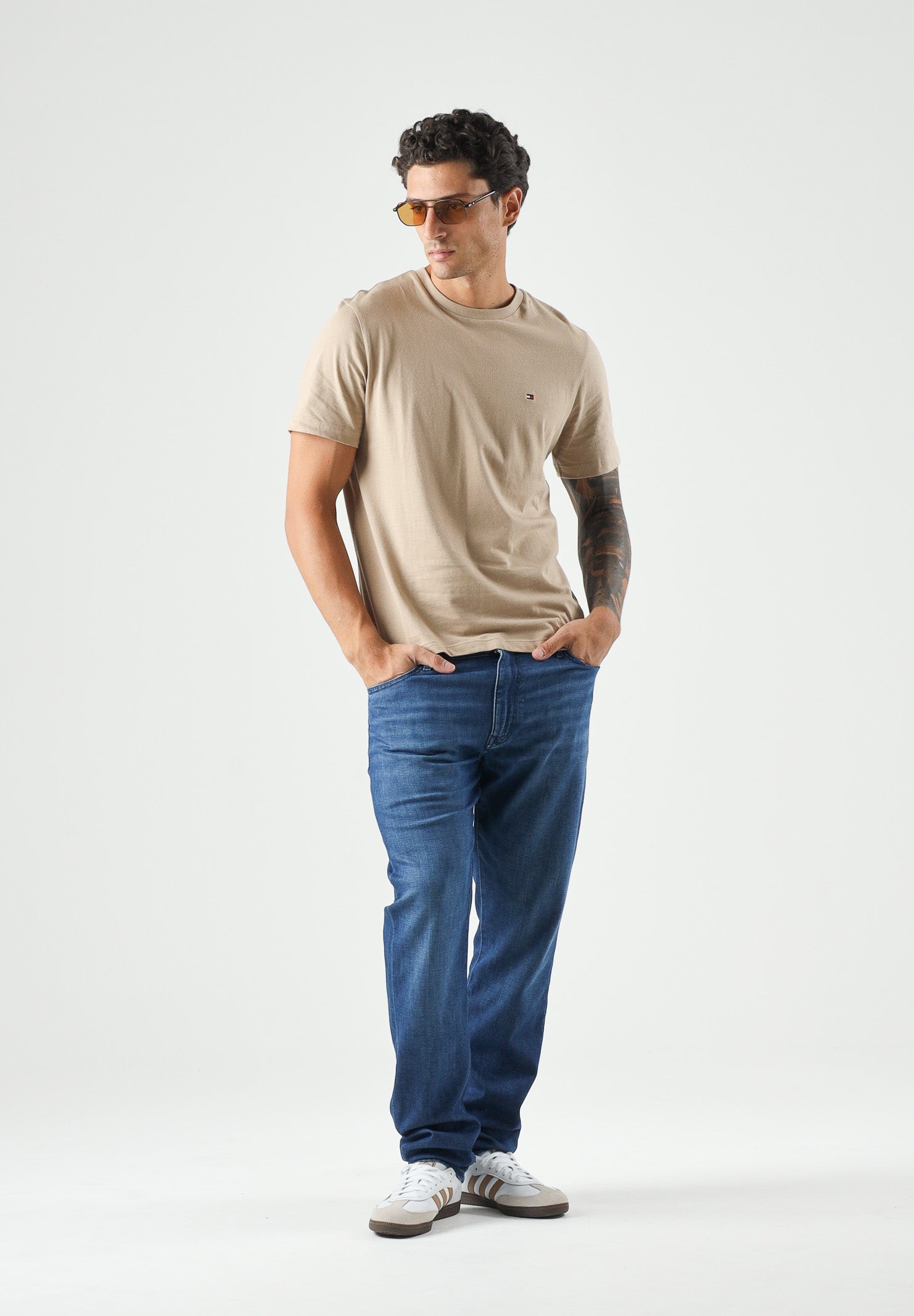TOMMY HILFIGER T-shirt FLAG EMBROIDERY khaki beige da uomo<BR/> MW0MW39995 AEG TOMMY HILFIGER