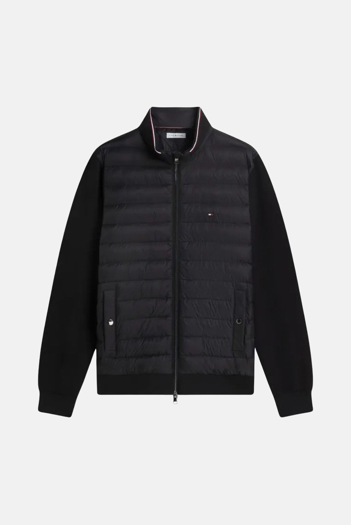 TOMMY HILFIGER Giubbotto KNIT ZIP-THRU nero da uomo con mini logo laterale<BR/>nero, uomo. MW0MW41329 BDS TOMMY HILFIGER