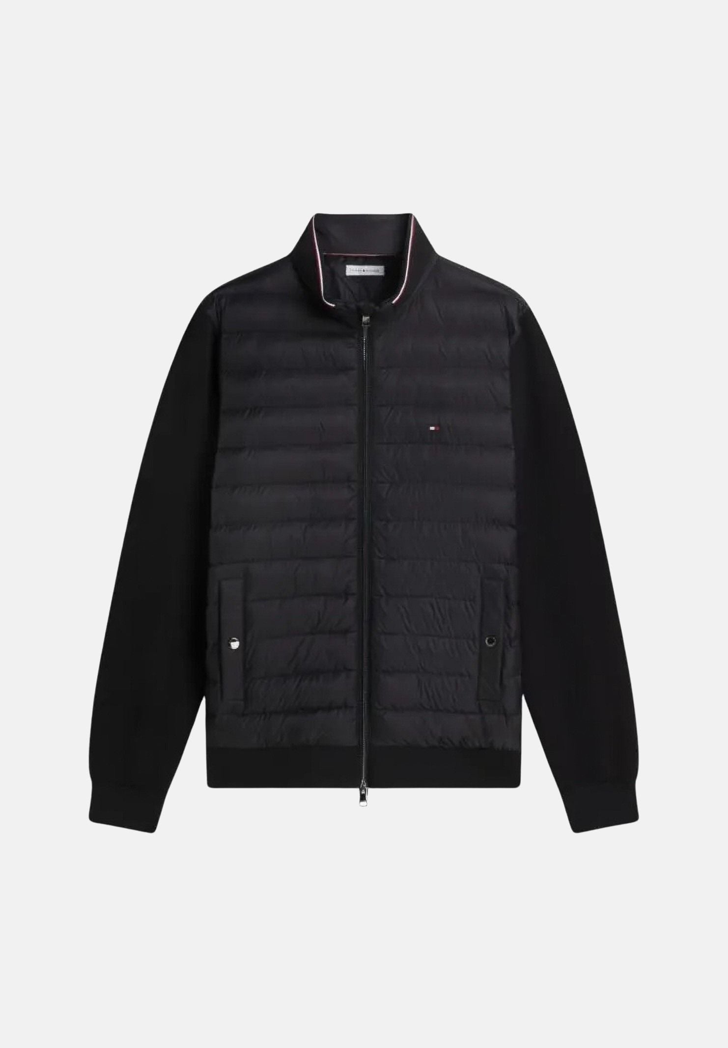 TOMMY HILFIGER Giubbotto KNIT ZIP-THRU nero da uomo con mini logo laterale<BR/>nero, uomo. MW0MW41329 BDS TOMMY HILFIGER