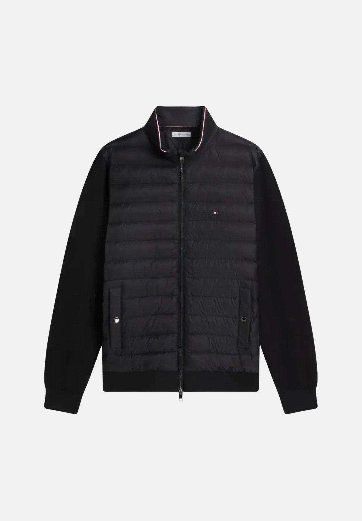 TOMMY HILFIGER Giubbotto KNIT ZIP-THRU nero da uomo con mini logo laterale<BR/>nero, uomo. MW0MW41329 BDS TOMMY HILFIGER