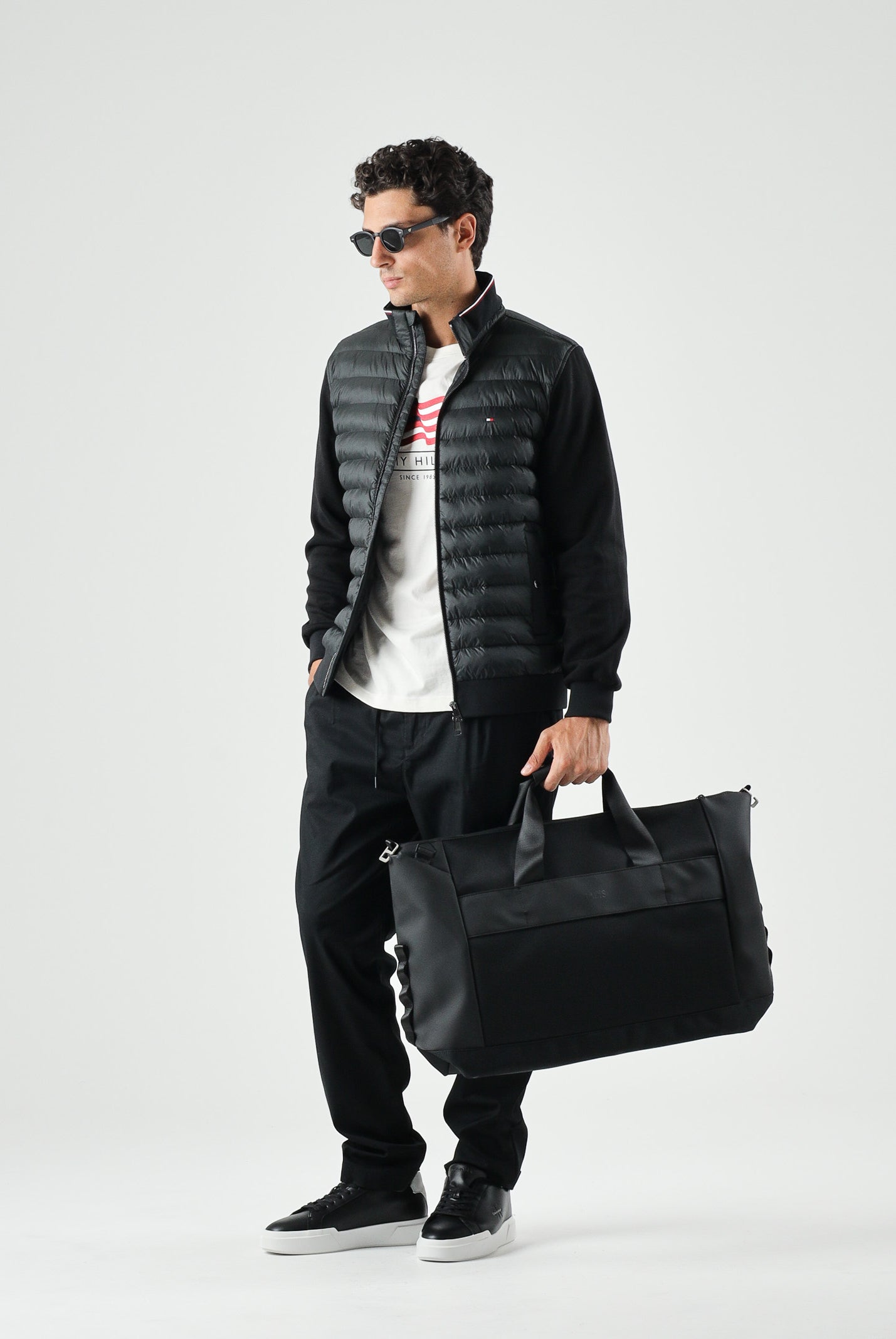 TOMMY HILFIGER Giubbotto KNIT ZIP-THRU nero da uomo con mini logo laterale<BR/>nero, uomo. MW0MW41329 BDS TOMMY HILFIGER