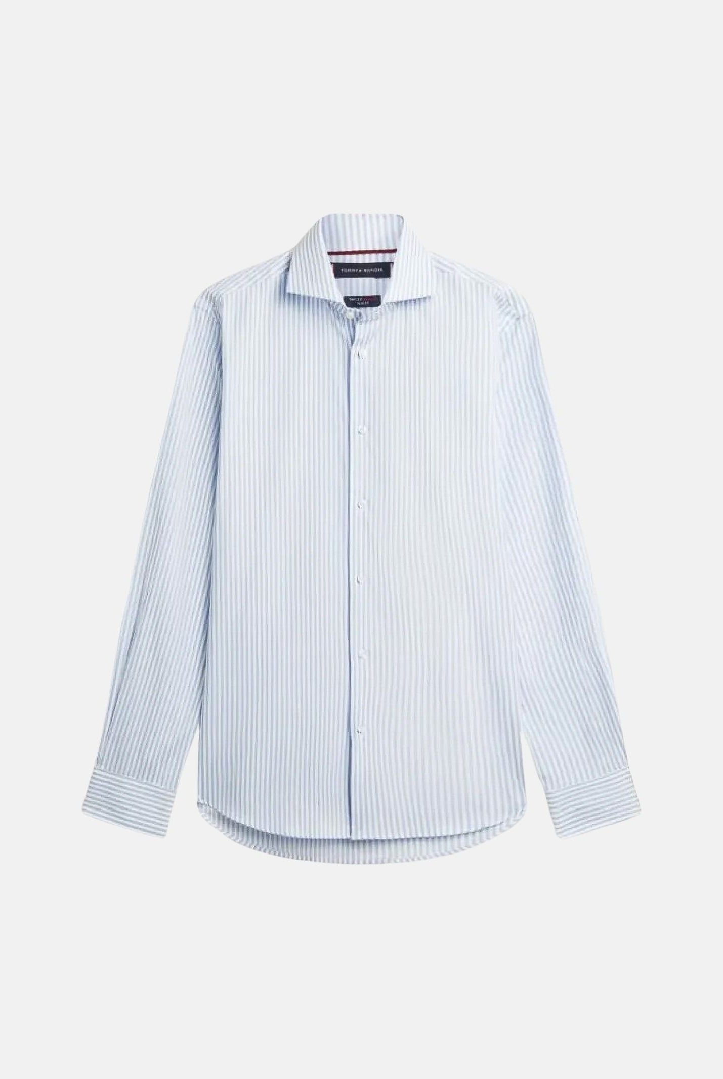 TOMMY HILFIGER Camicia SMART STRIPE cloudy-white, celeste ciaro da uomo con fantasia a righe verticali<BR/> MW0MW42722 C14 TOMMY HILFIGER