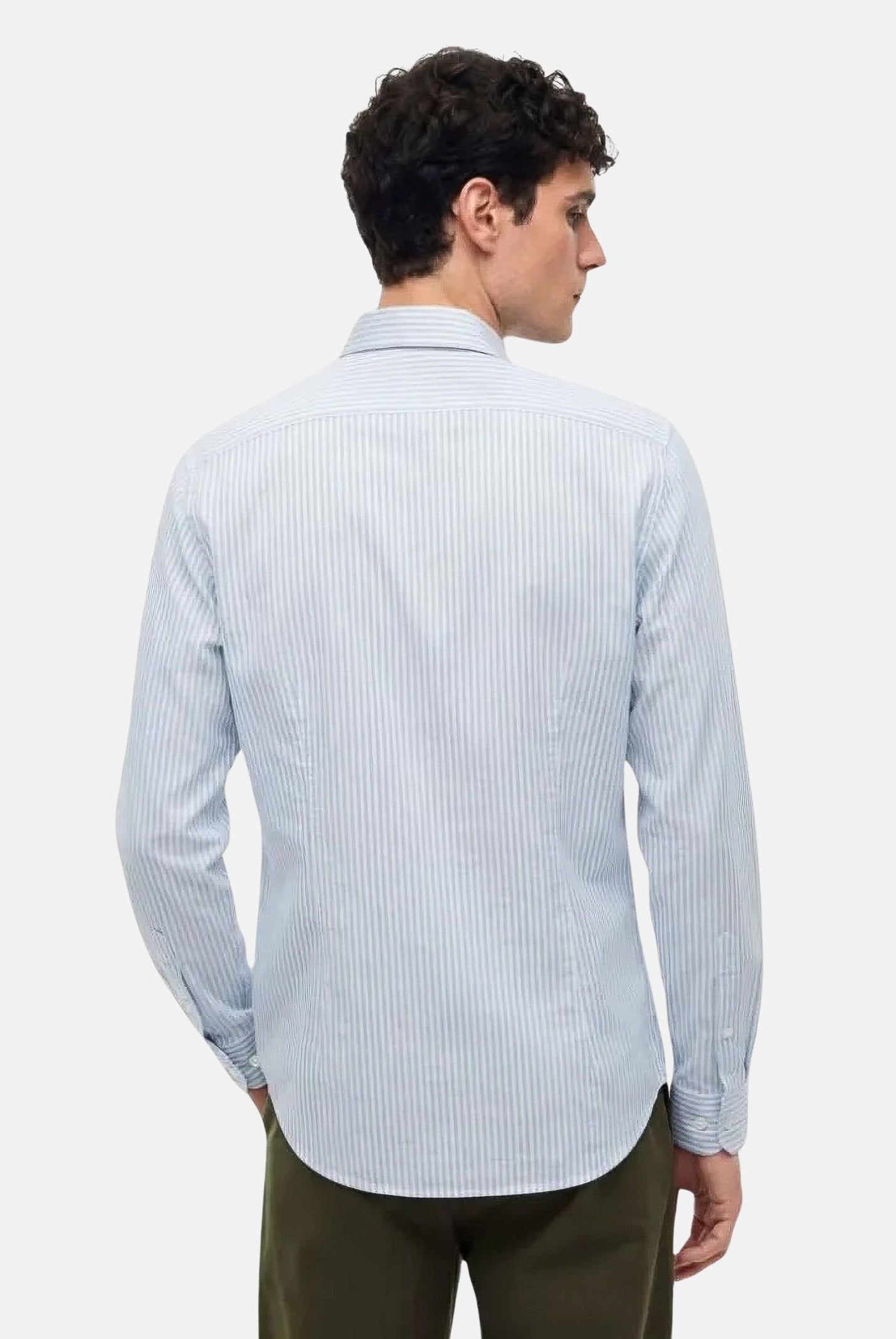 TOMMY HILFIGER Camicia SMART STRIPE cloudy-white, celeste ciaro da uomo con fantasia a righe verticali<BR/> MW0MW42722 C14 TOMMY HILFIGER