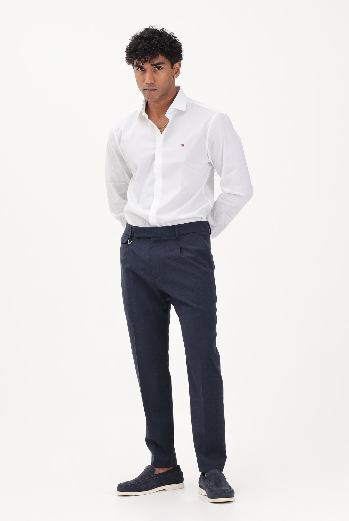 TOMMY HILFIGER Camicia a manica lunga bianca da uomo con logo MW0MW43122 YBR TOMMY HILFIGER