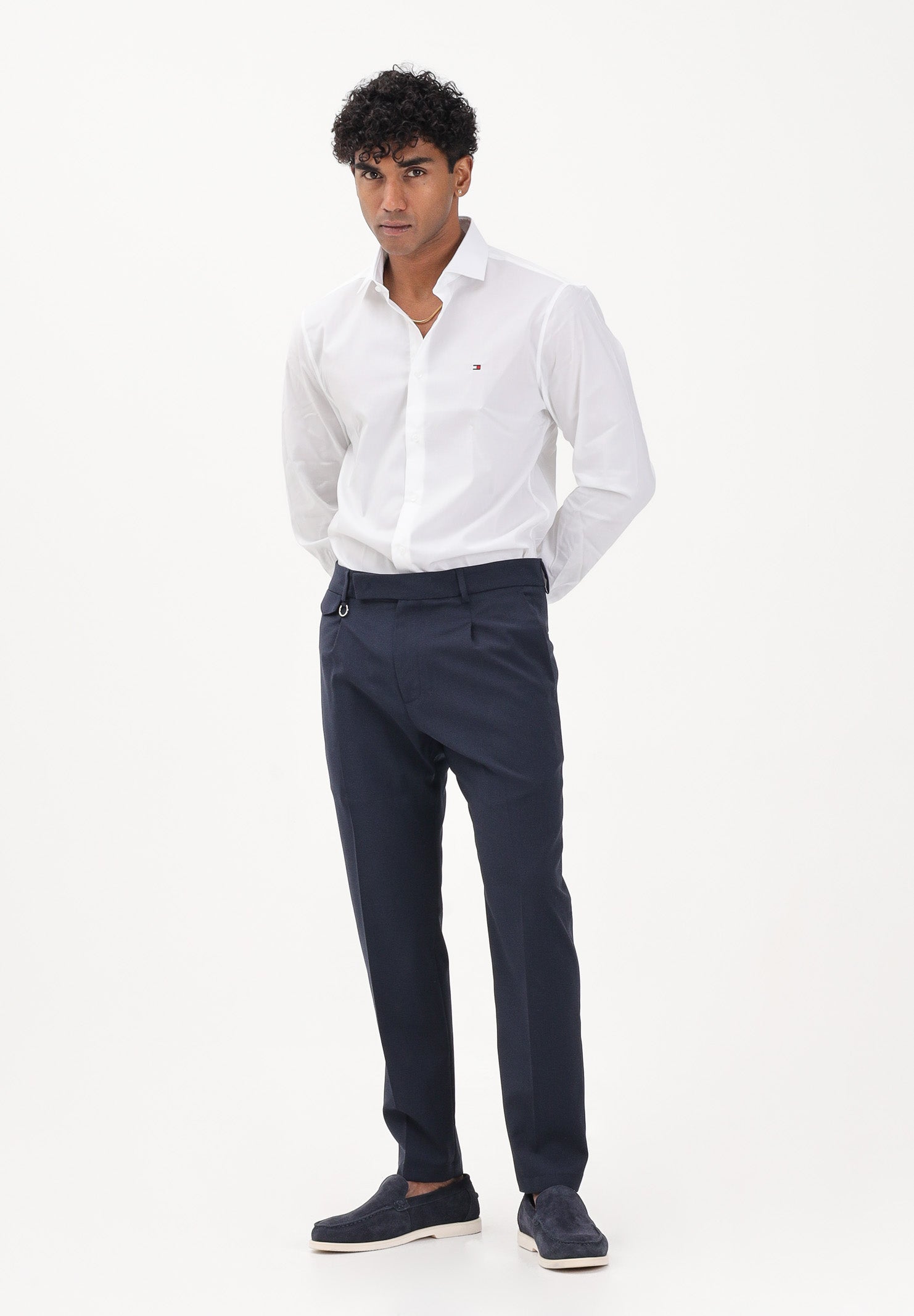 TOMMY HILFIGER Camicia a manica lunga bianca da uomo con logo MW0MW43122 YBR TOMMY HILFIGER