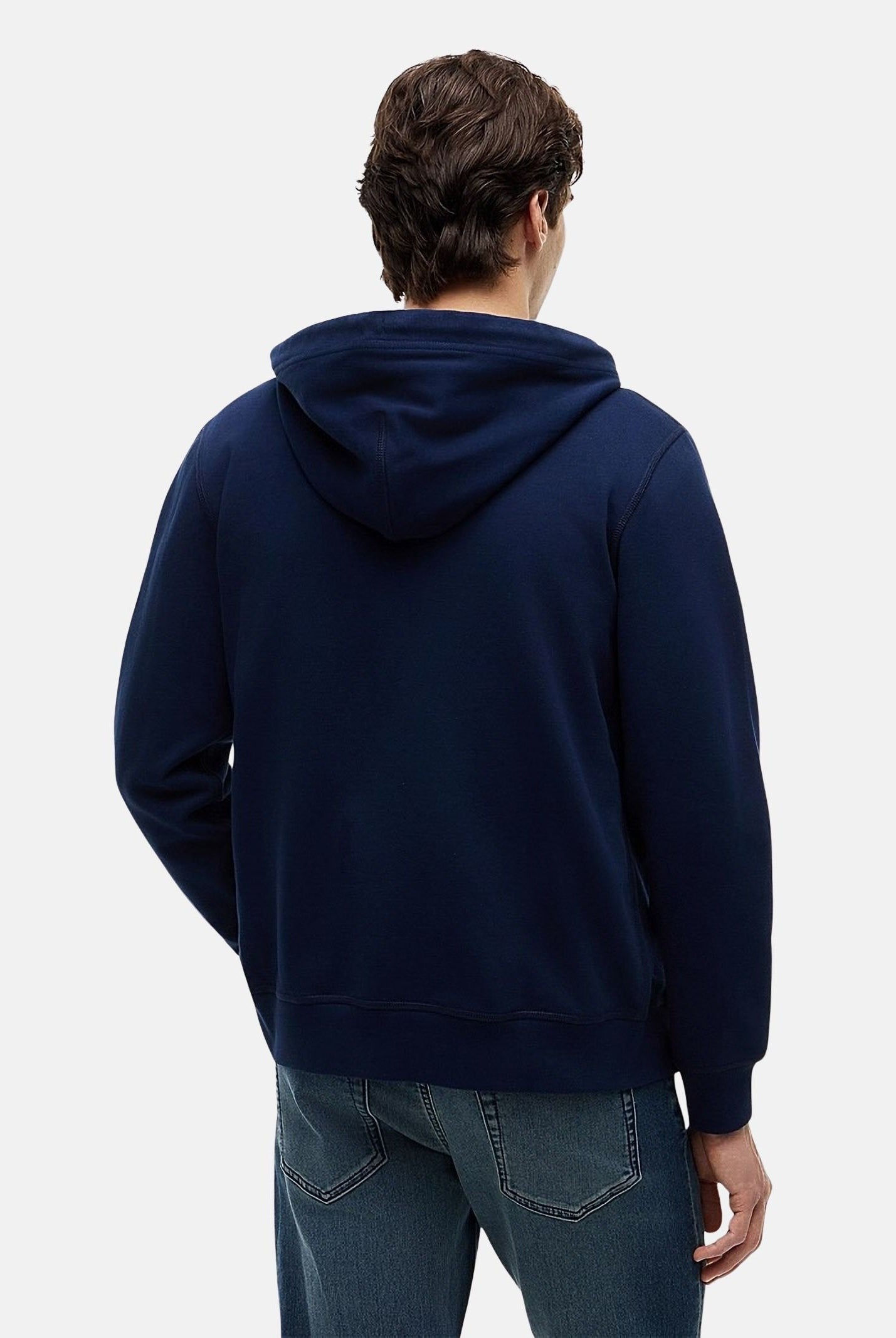 TOMMY HILFIGER Felpa FRENCH TERRY con zip, carbon blu, blu scuro d uomo con ricamo laterale<BR/> MW0MW43382 DCC TOMMY HILFIGER