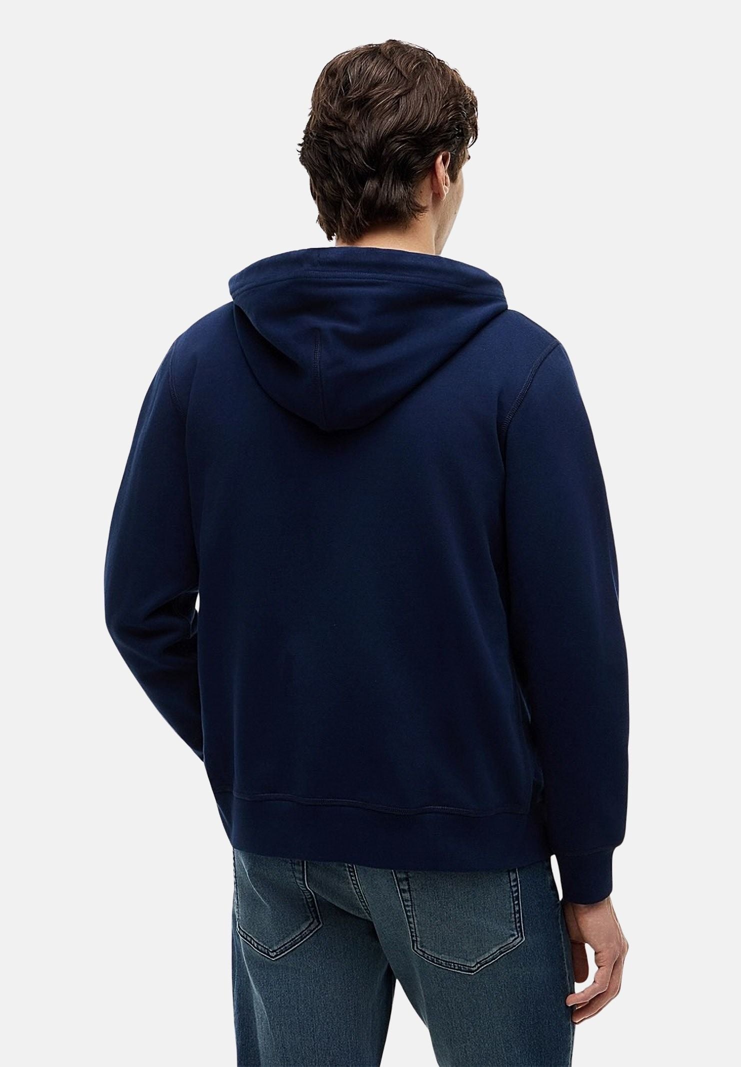 TOMMY HILFIGER Felpa FRENCH TERRY con zip, carbon blu, blu scuro d uomo con ricamo laterale<BR/> MW0MW43382 DCC TOMMY HILFIGER