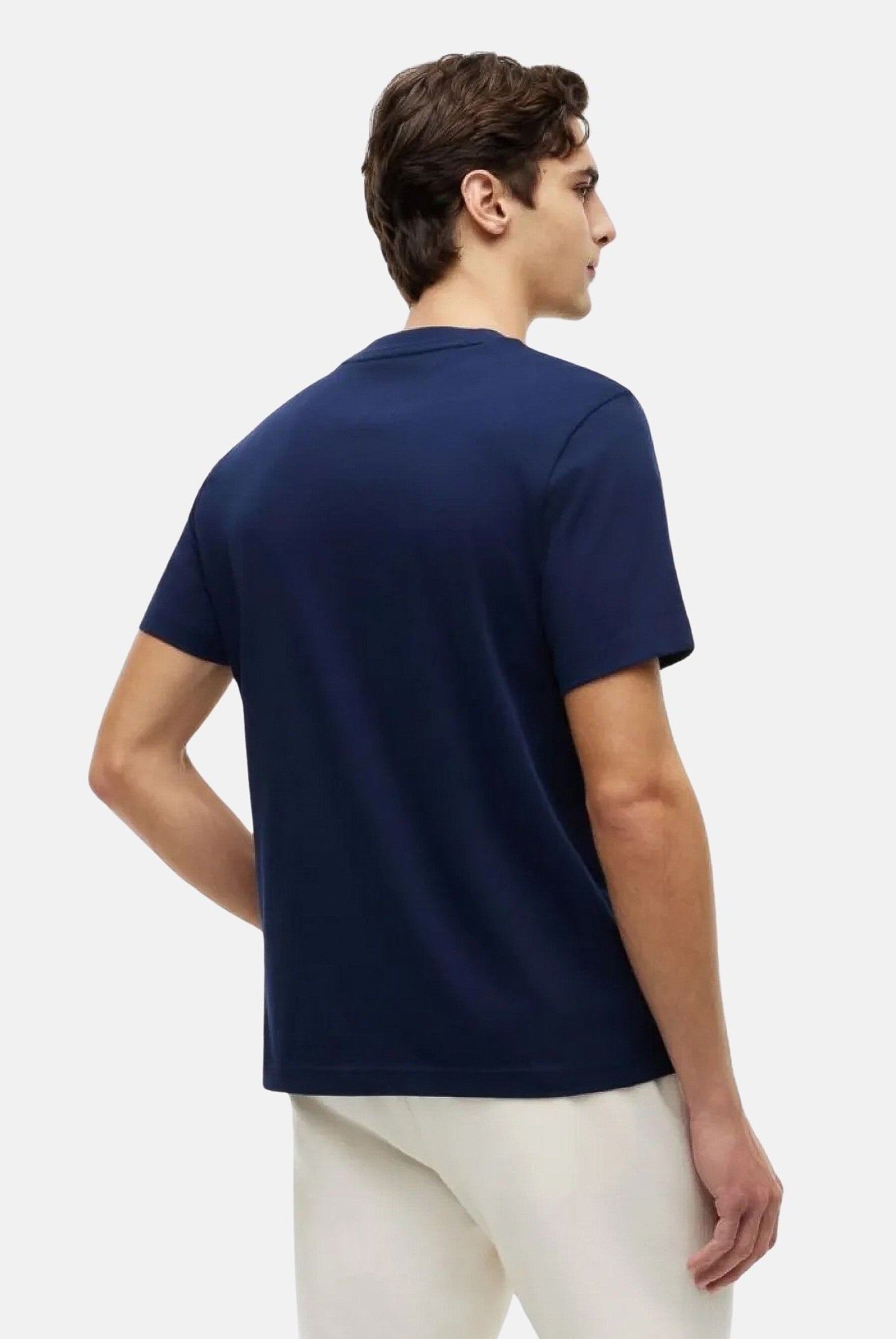 TOMMY HILFIGER T-shirt WAVY FLAG carbon navy, blu, da uomo con ricamo grafico MW0MW43390 DCC TOMMY HILFIGER