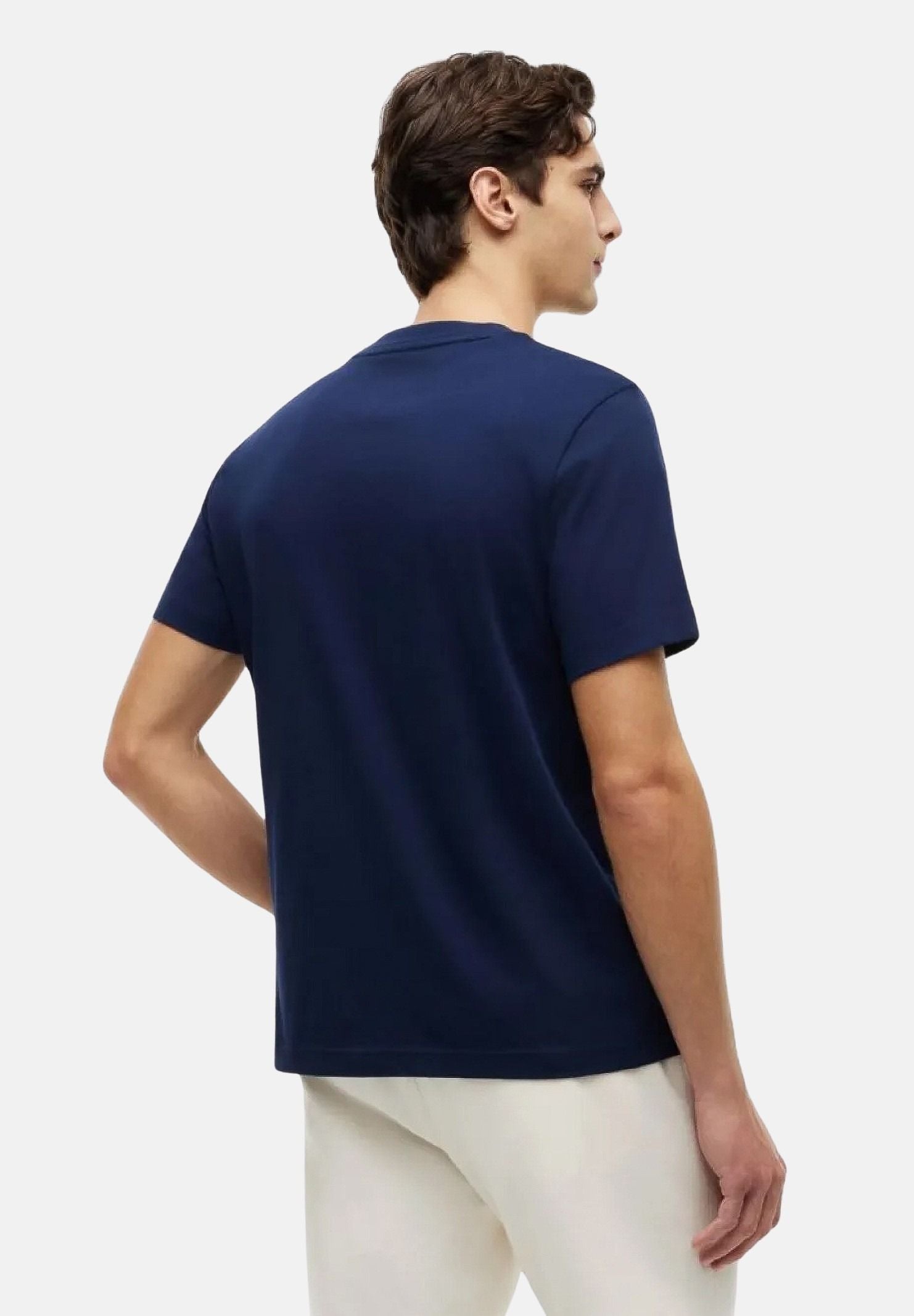 TOMMY HILFIGER T-shirt WAVY FLAG carbon navy, blu, da uomo con ricamo grafico MW0MW43390 DCC TOMMY HILFIGER