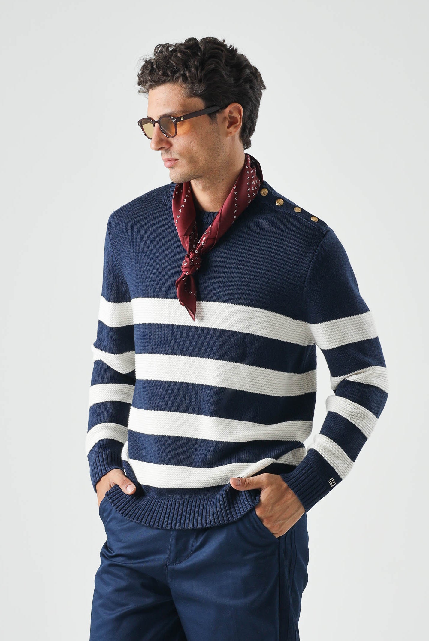 TOMMY HILFIGER Maglia girocollo NEW YORK BRETON, carbon navy, blu, da uomo con fantasia a righe<BR/> MW0MW43502 DCC TOMMY HILFIGER