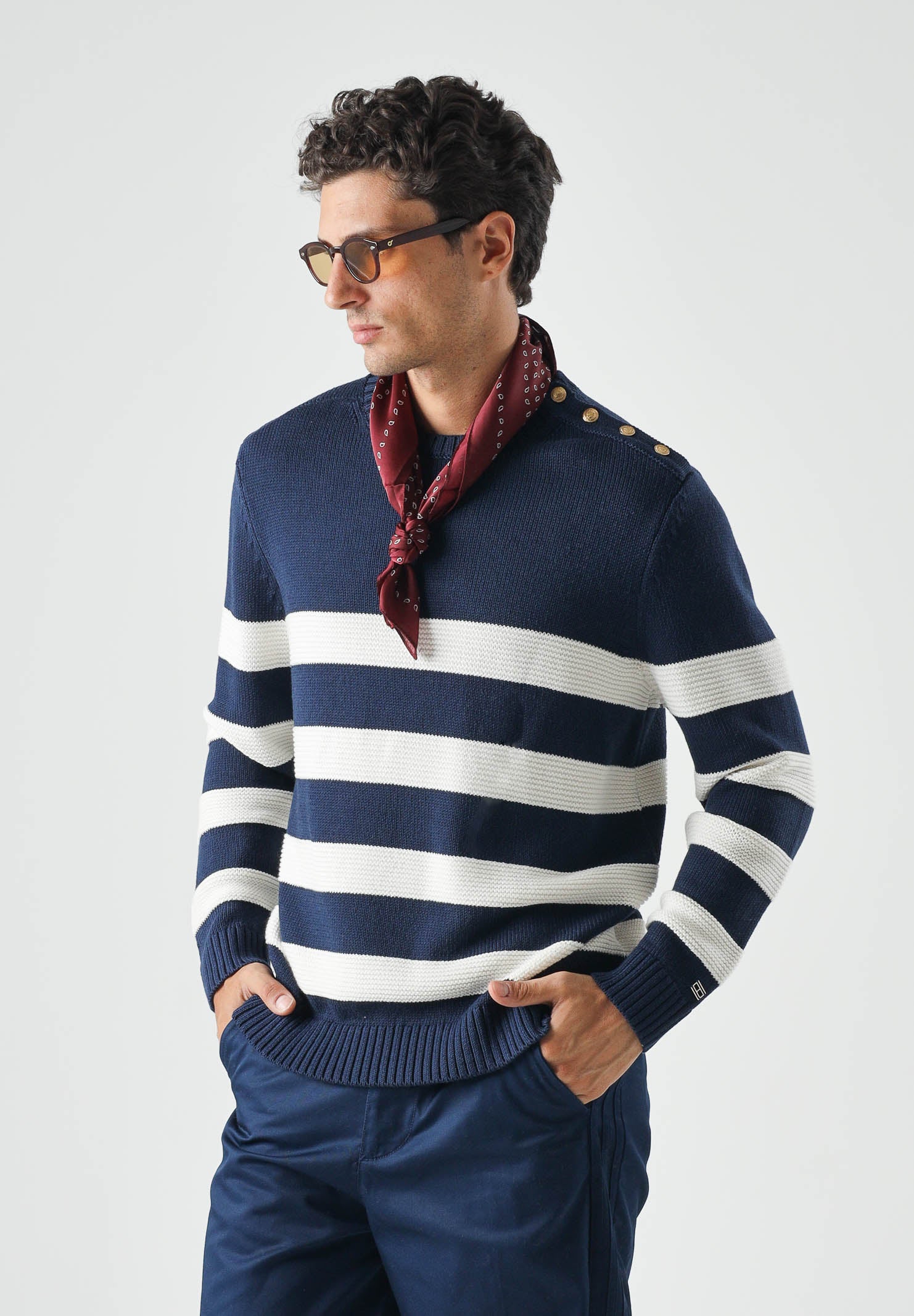 TOMMY HILFIGER Maglia girocollo NEW YORK BRETON, carbon navy, blu, da uomo con fantasia a righe<BR/> MW0MW43502 DCC TOMMY HILFIGER