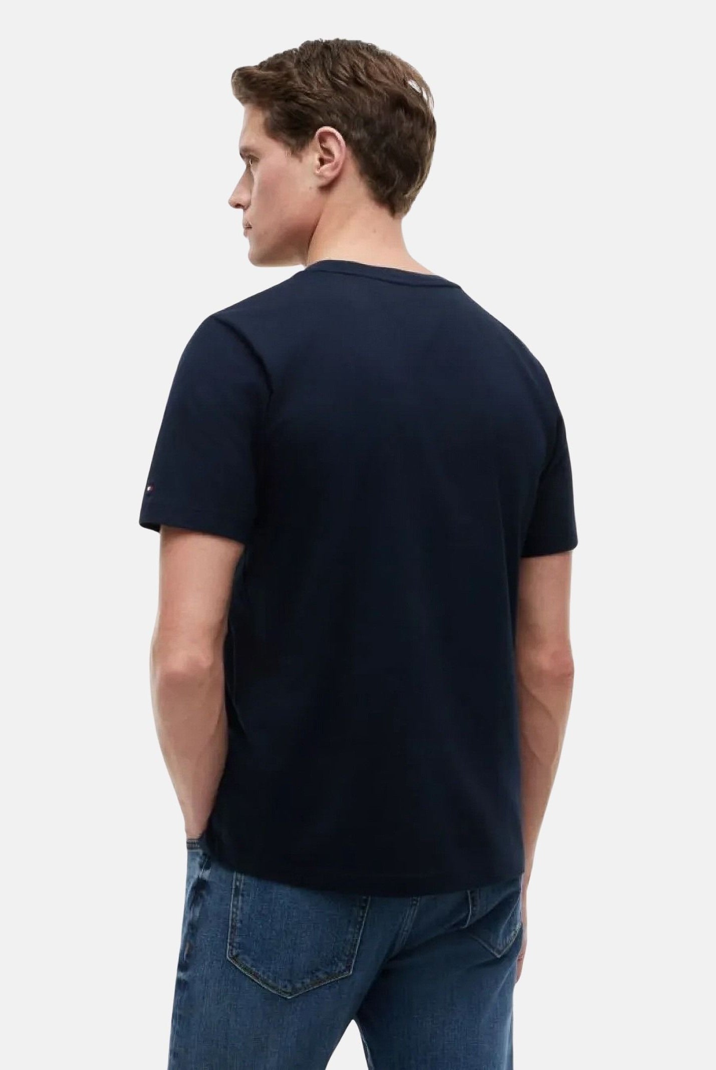TOMMY HILFIGER Maglia NEW YORK LABEL navy blu da uomo con fantasia a righe breton <BR/> MW0MW44359 DW5 TOMMY HILFIGER