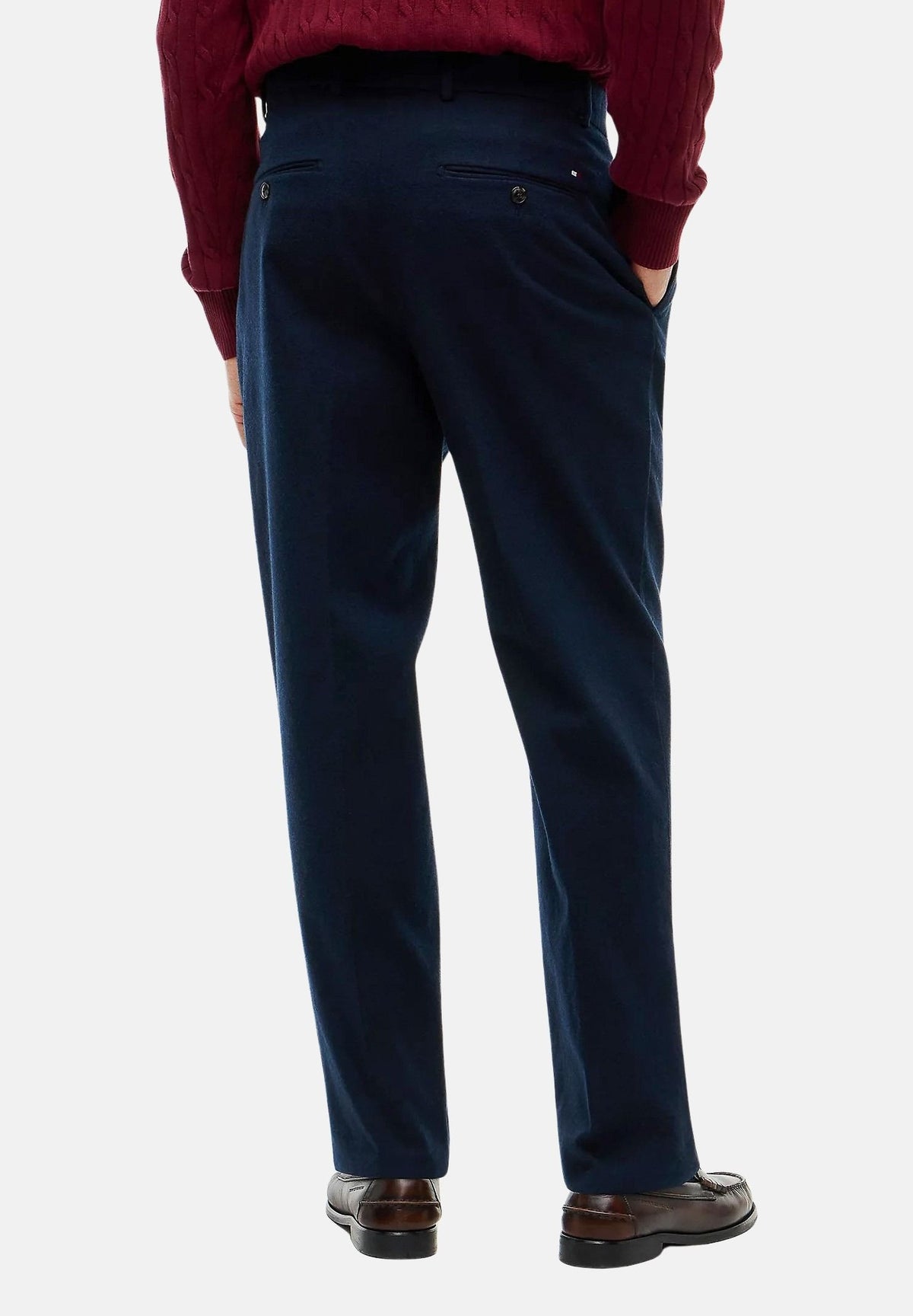 TOMMY HILFIGER Pantaloni NEW YORK LABEL blu navy da uomo, piega stirata e chiusura con zip e bottoni MW0MW45058 DW5 TOMMY HILFIGER