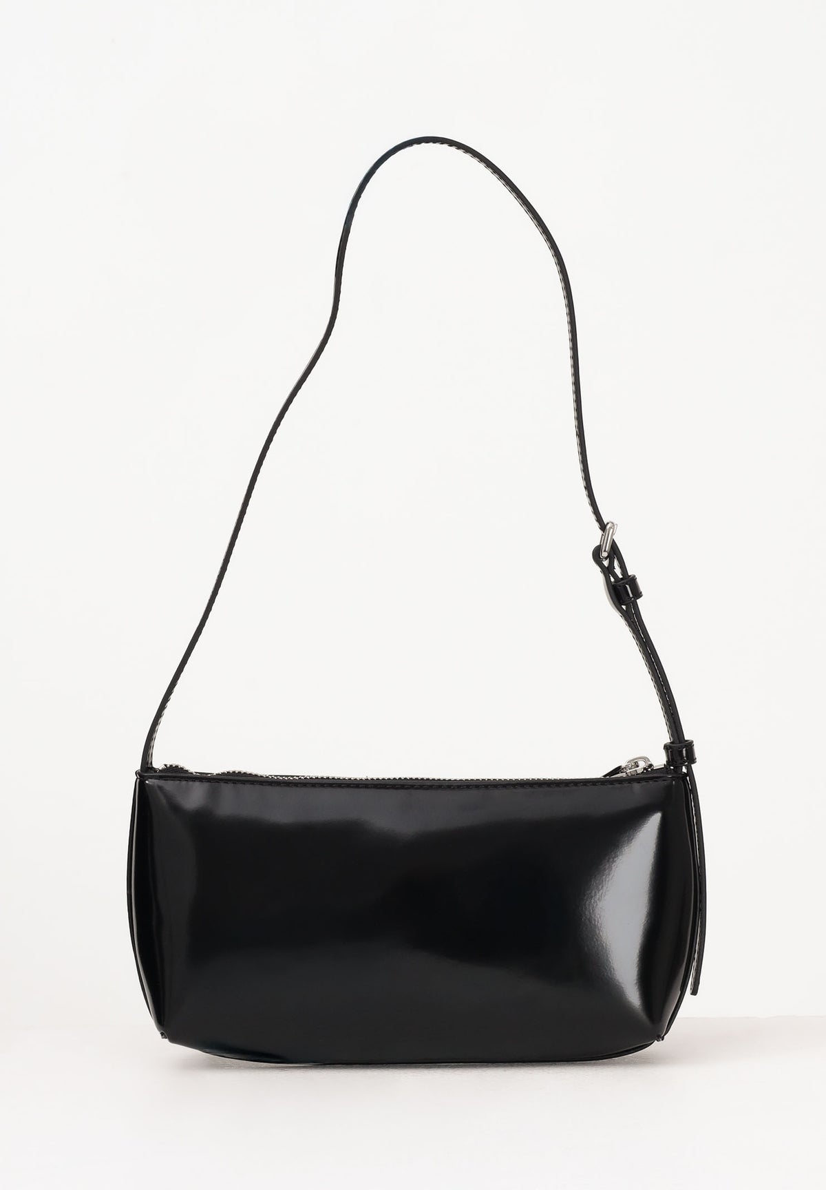 TOMMY JEANS Borsa a spalla Essential nera da donna con finitura lucida AW0AW17866 BDS TOMMY JEANS