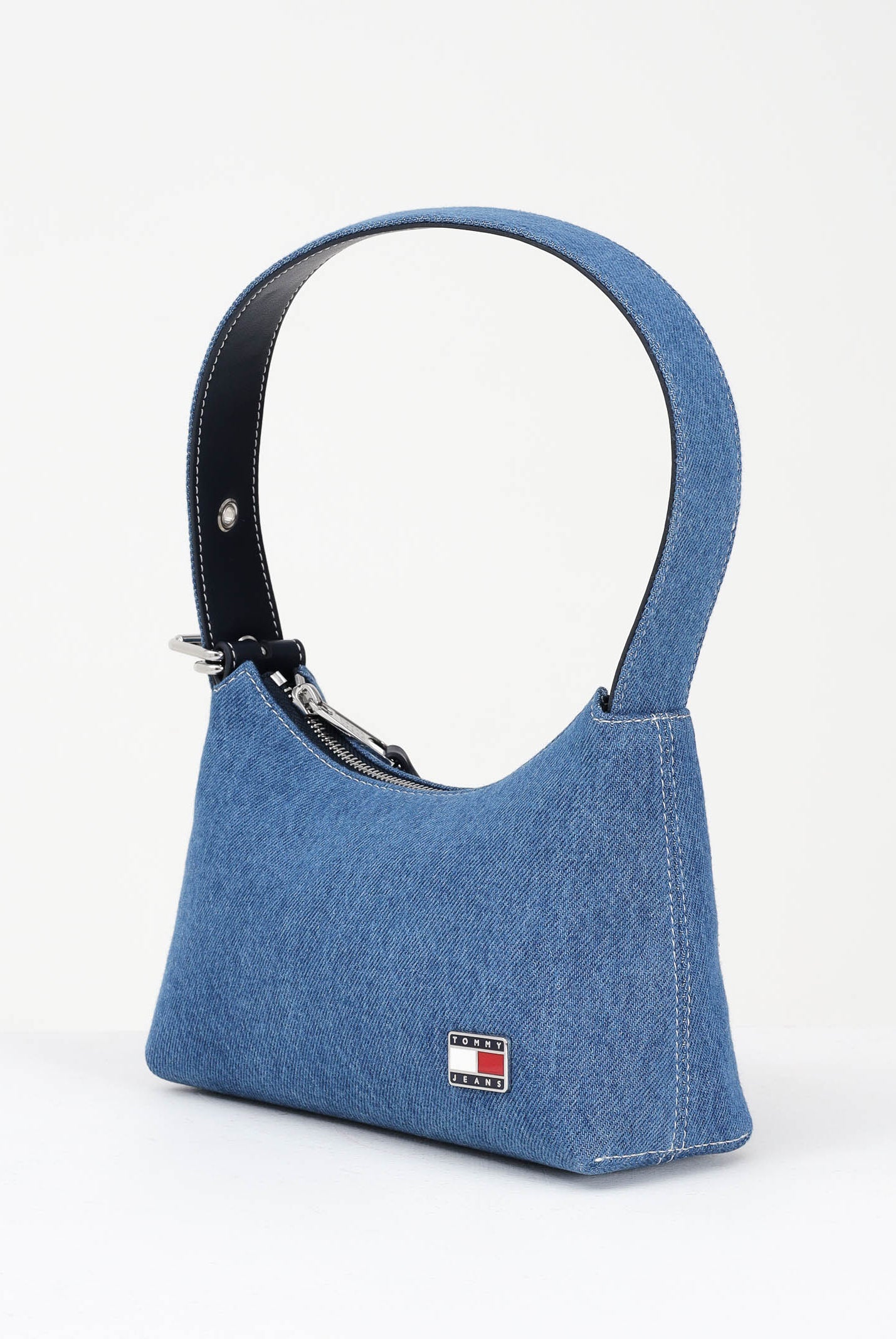 TOMMY JEANS Borsa a spalla in denim blu da donna con logo AW0AW17877 1AF TOMMY JEANS