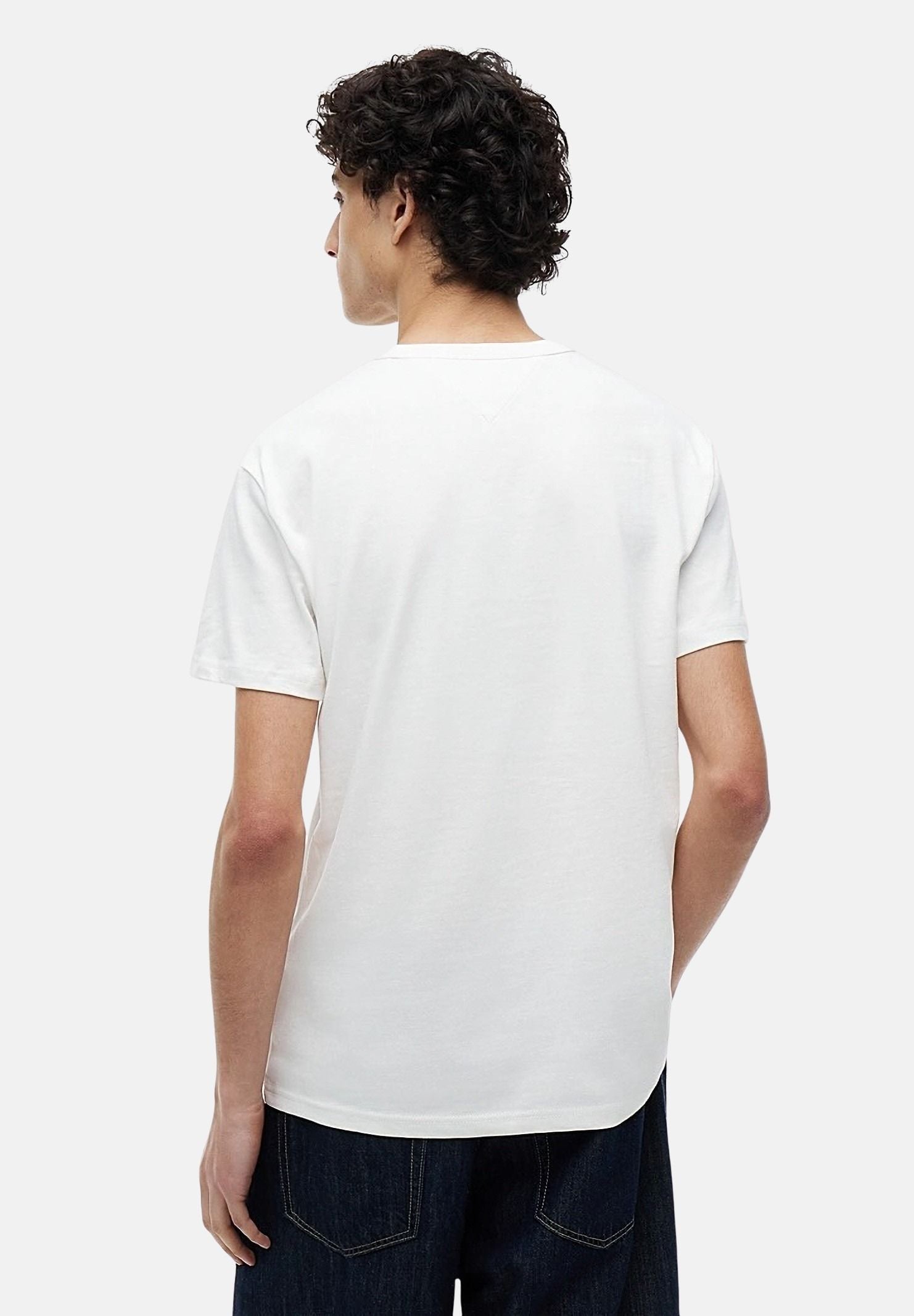 TOMMY JEANS T-shirt a manica corta bianca da uomo con ricamo logo DM0DM20322 YBL TOMMY JEANS