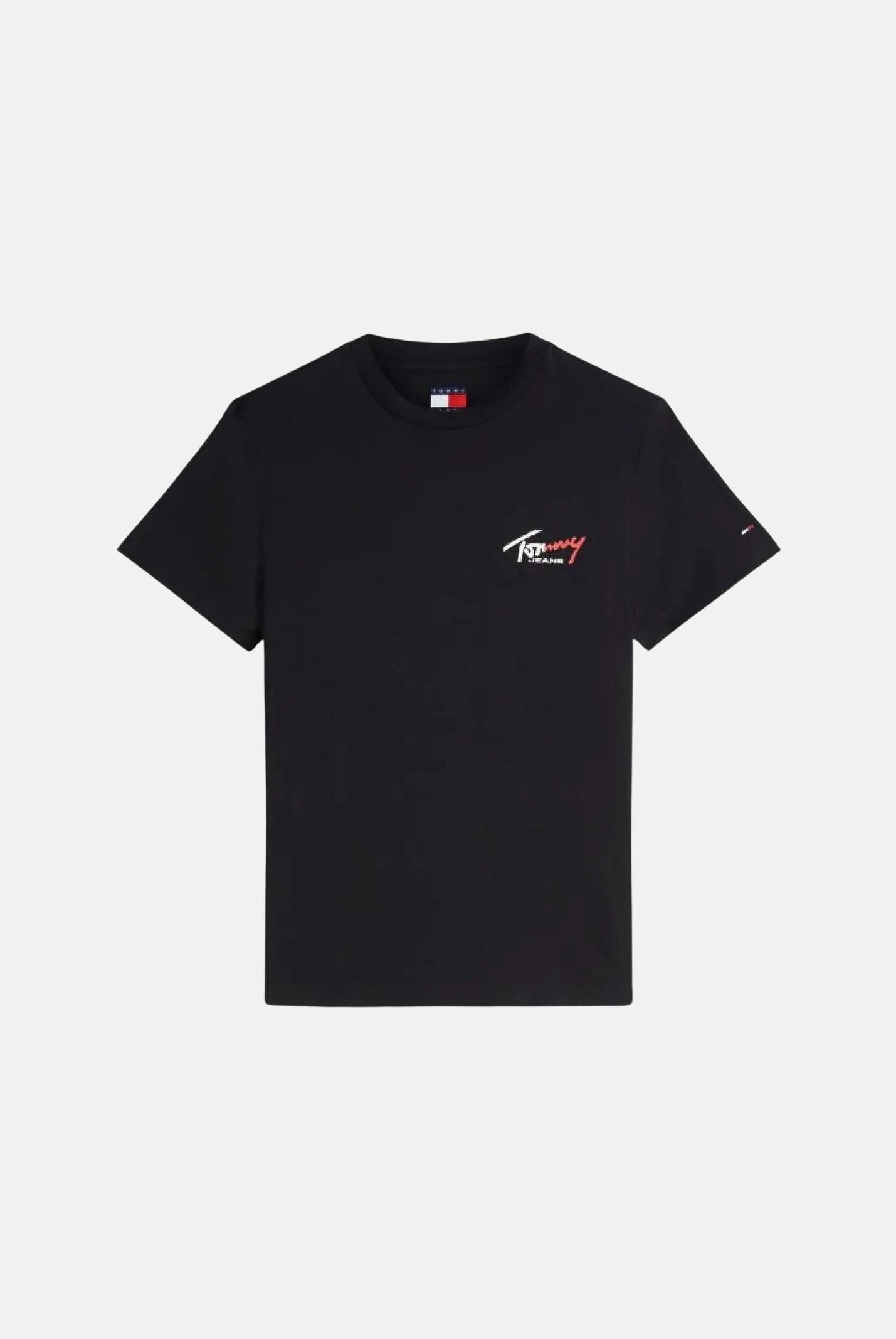TOMMY JEANS T-shirt a manica corta nera da uomo con logo frontale DM0DM22538 BDS TOMMY JEANS