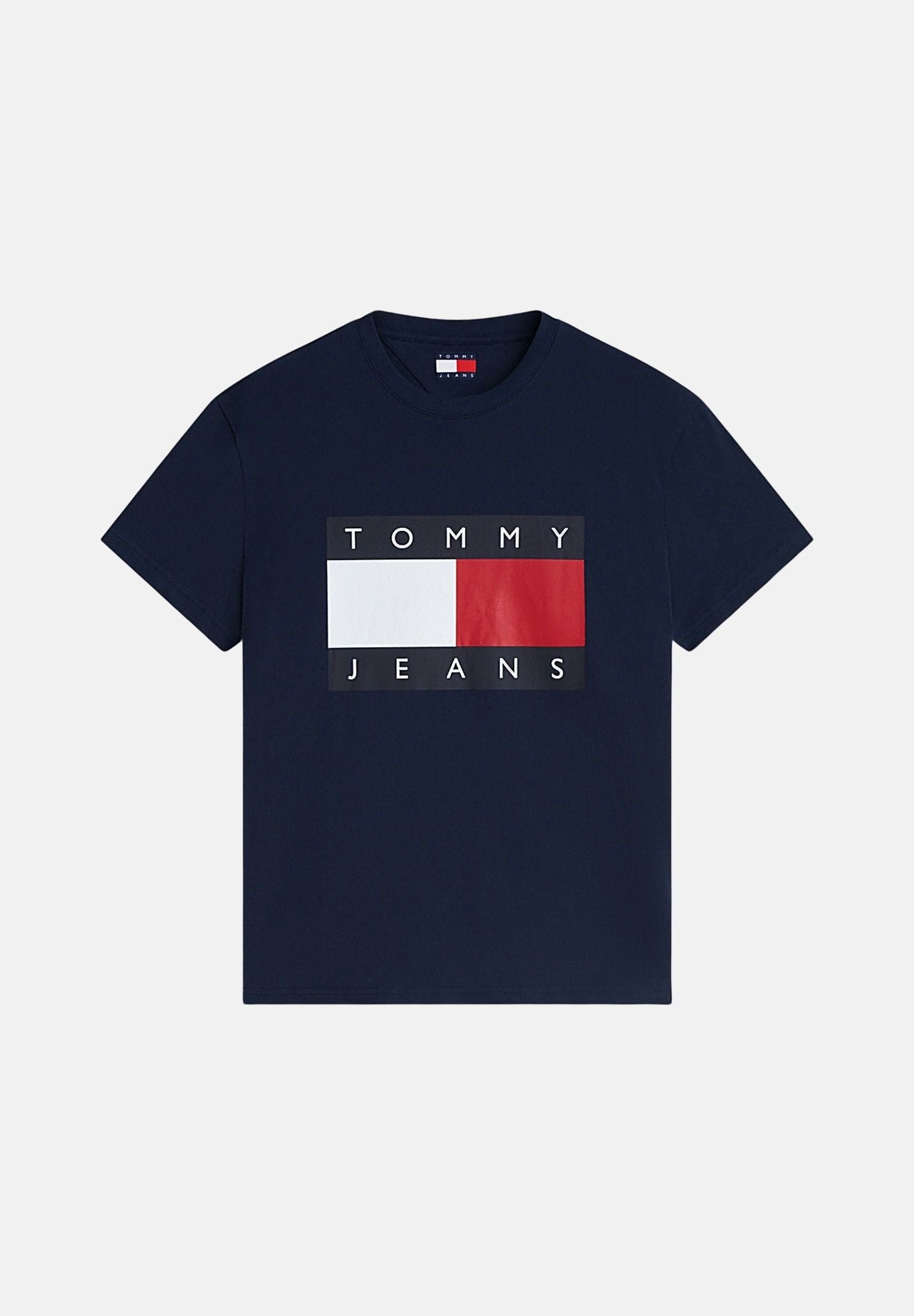 TOMMY JEANS T-shirt FLAG BADGE blu da uomo con logo centrale <BR/> DM0DM22645 C1G TOMMY JEANS