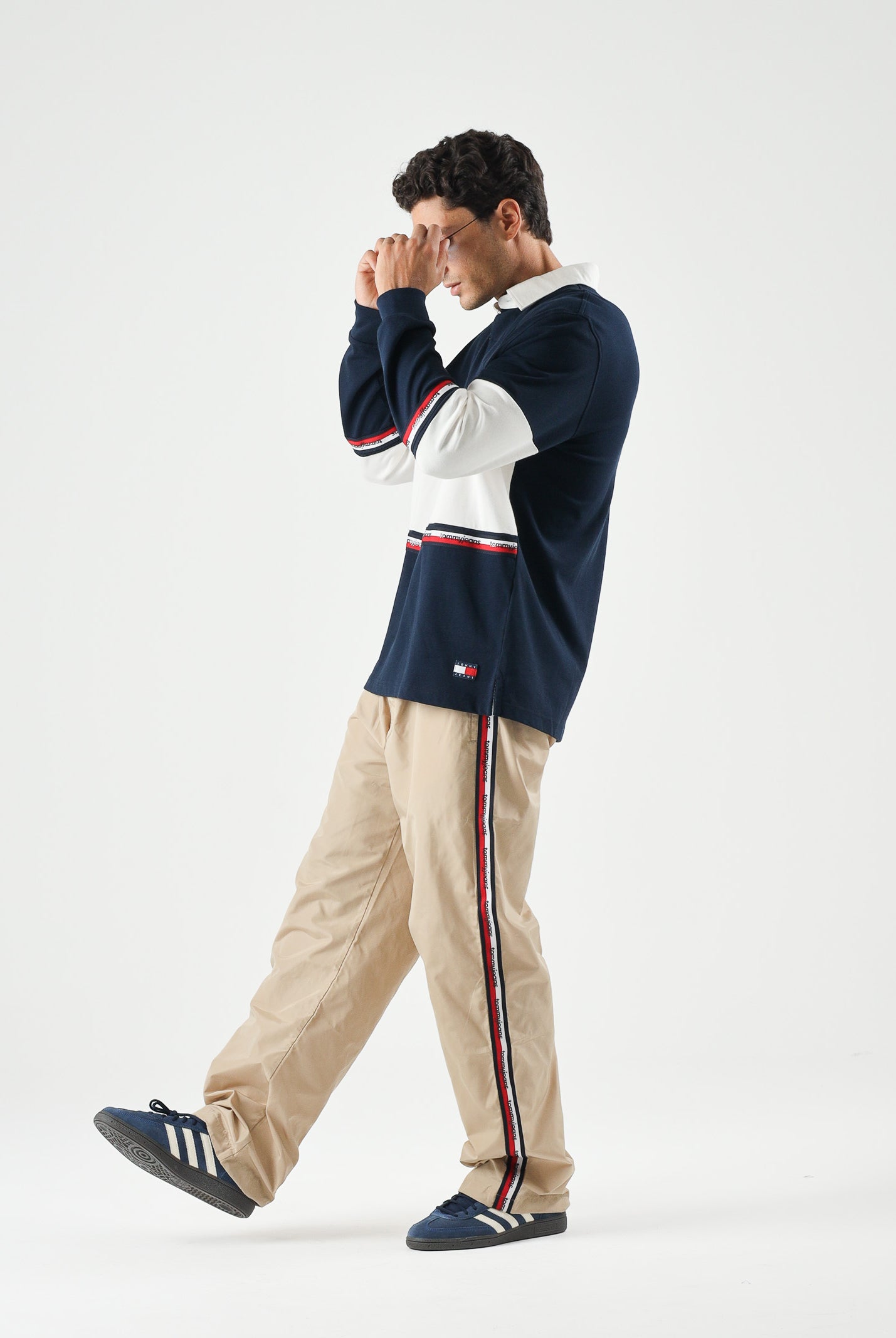 TOMMY JEANS Polo TJM RELAXED a maniche lunghe navy blu da uomo<BR/> DM0DM23161 C1G TOMMY JEANS