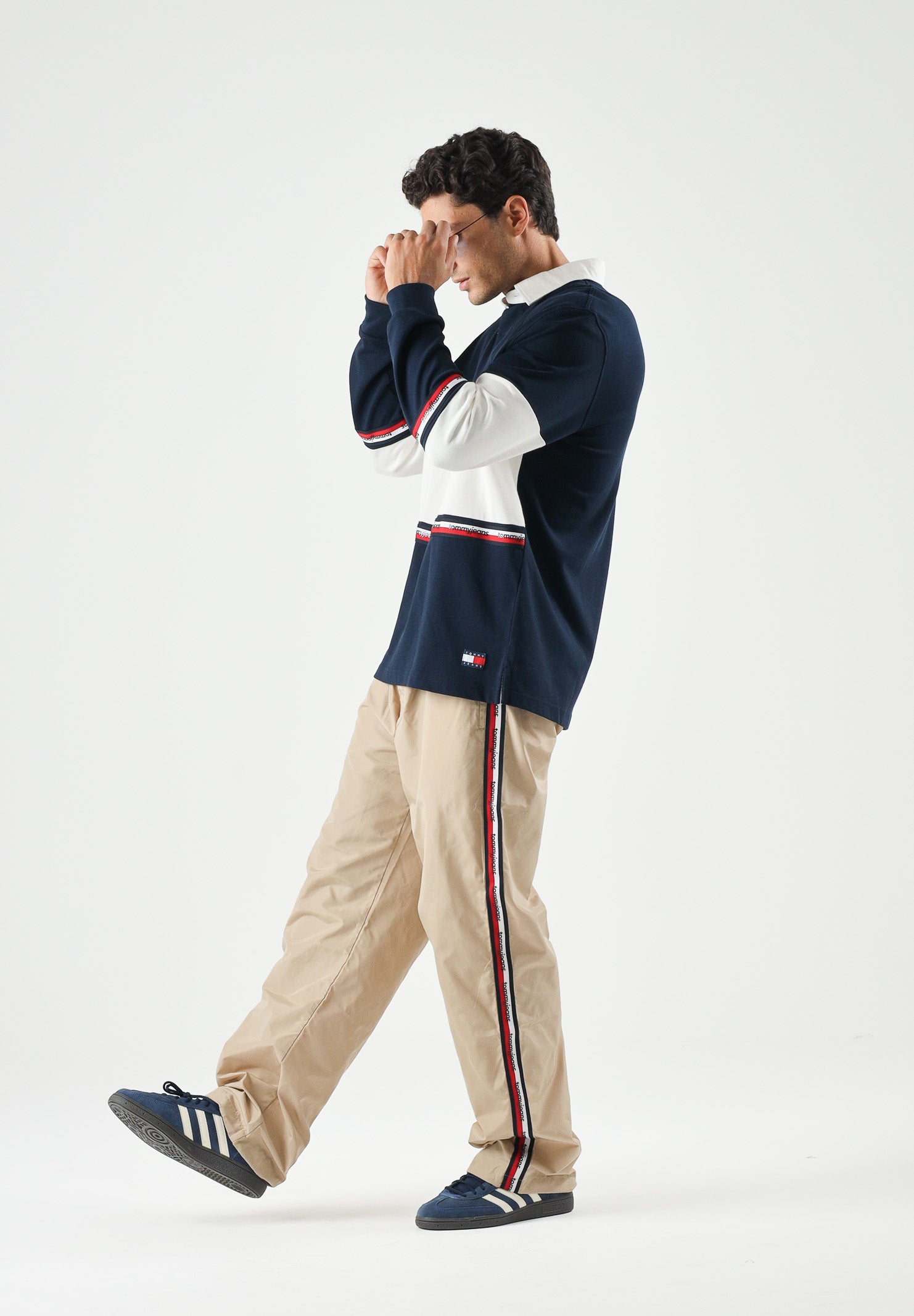 TOMMY JEANS Polo TJM RELAXED a maniche lunghe navy blu da uomo<BR/> DM0DM23161 C1G TOMMY JEANS