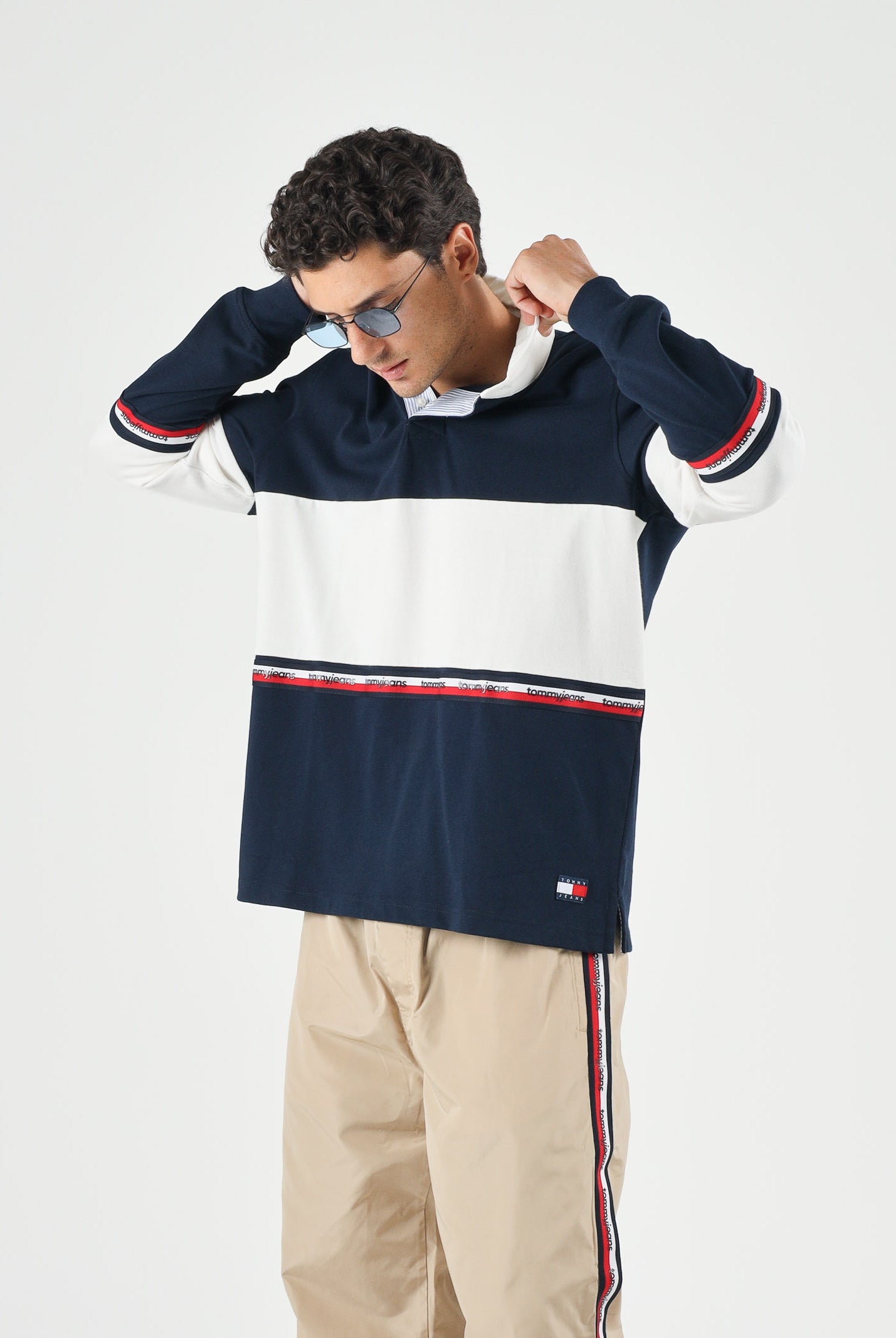 TOMMY JEANS Polo TJM RELAXED a maniche lunghe navy blu da uomo<BR/> DM0DM23161 C1G TOMMY JEANS