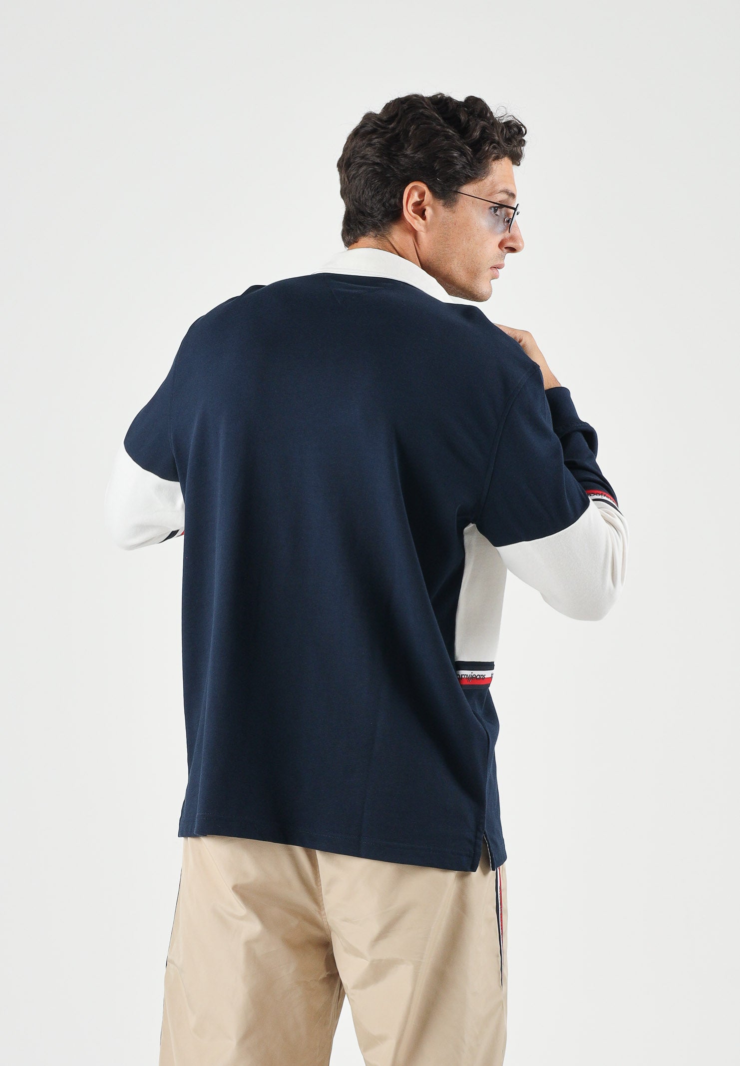 TOMMY JEANS Polo TJM RELAXED a maniche lunghe navy blu da uomo<BR/> DM0DM23161 C1G TOMMY JEANS