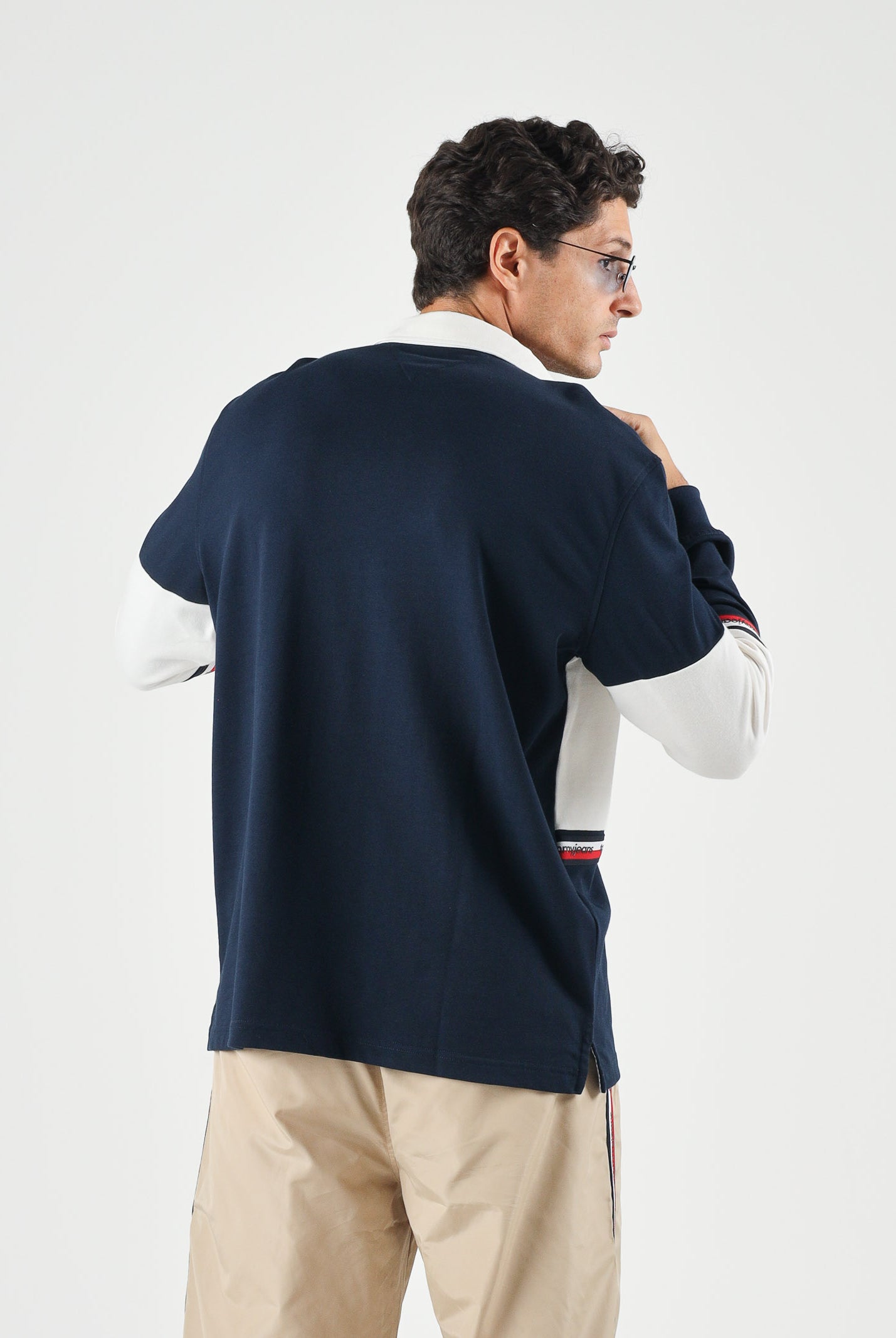 TOMMY JEANS Polo TJM RELAXED a maniche lunghe navy blu da uomo<BR/> DM0DM23161 C1G TOMMY JEANS