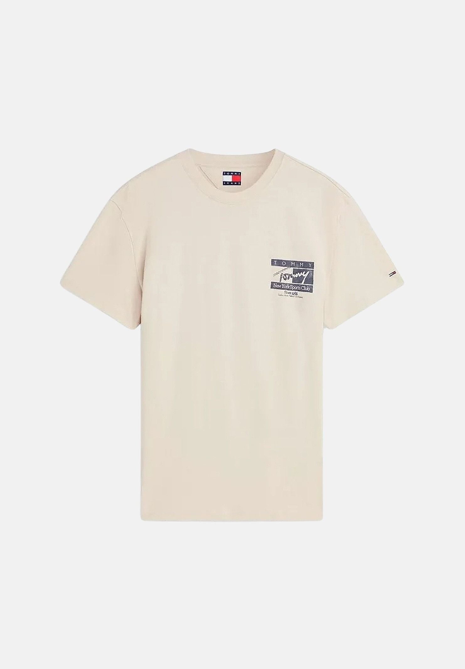TOMMY JEANS T-shirt PEACHED JERSEY classic beige, da uomo<BR/> DM0DM23177 ACI TOMMY JEANS