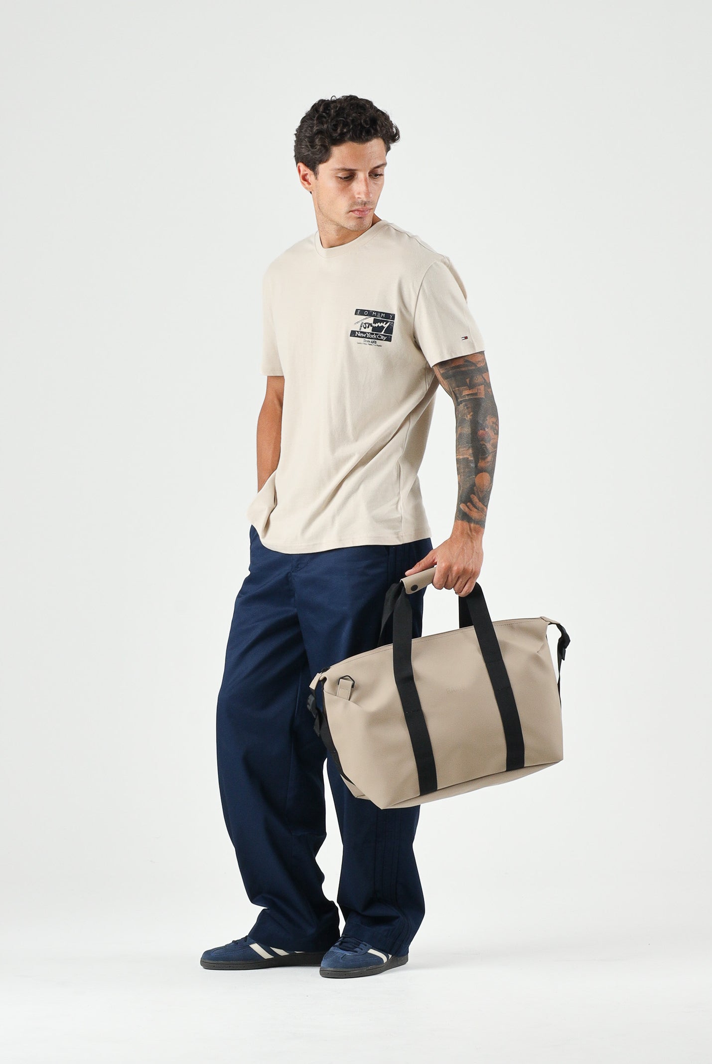 TOMMY JEANS T-shirt PEACHED JERSEY classic beige, da uomo<BR/> DM0DM23177 ACI TOMMY JEANS