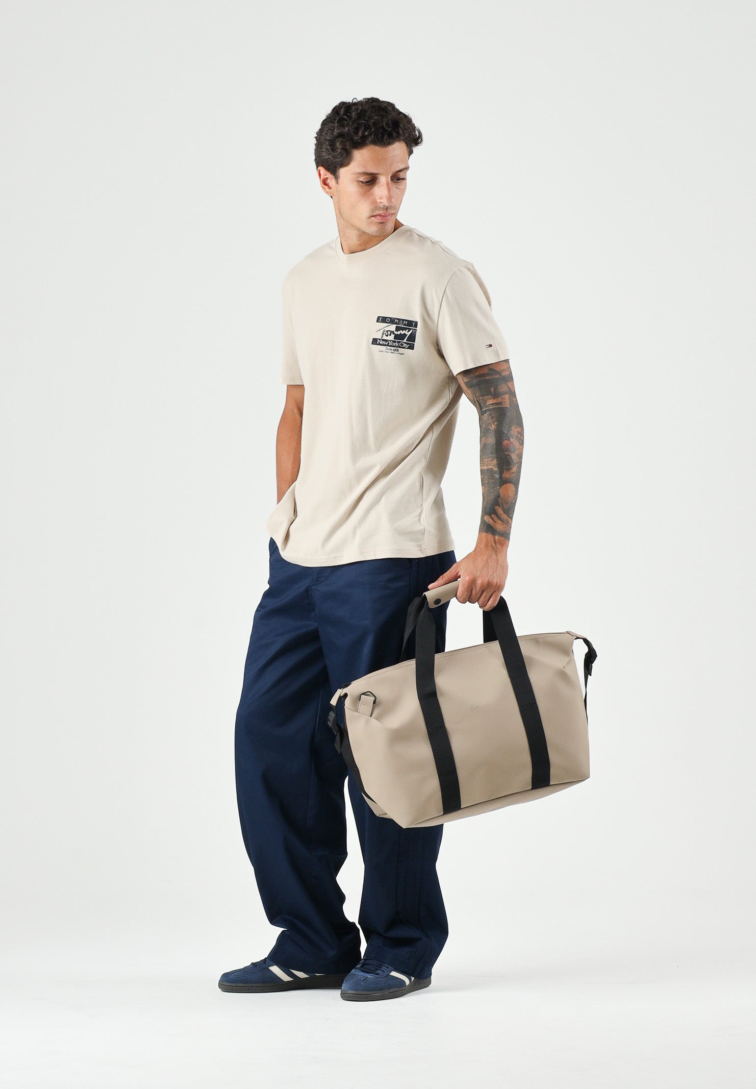 TOMMY JEANS T-shirt PEACHED JERSEY classic beige, da uomo<BR/> DM0DM23177 ACI TOMMY JEANS